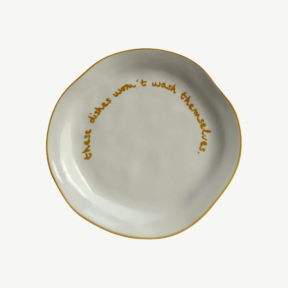 "These Dishes Won't Wash Themselves" Decorative Plate - Yellow product