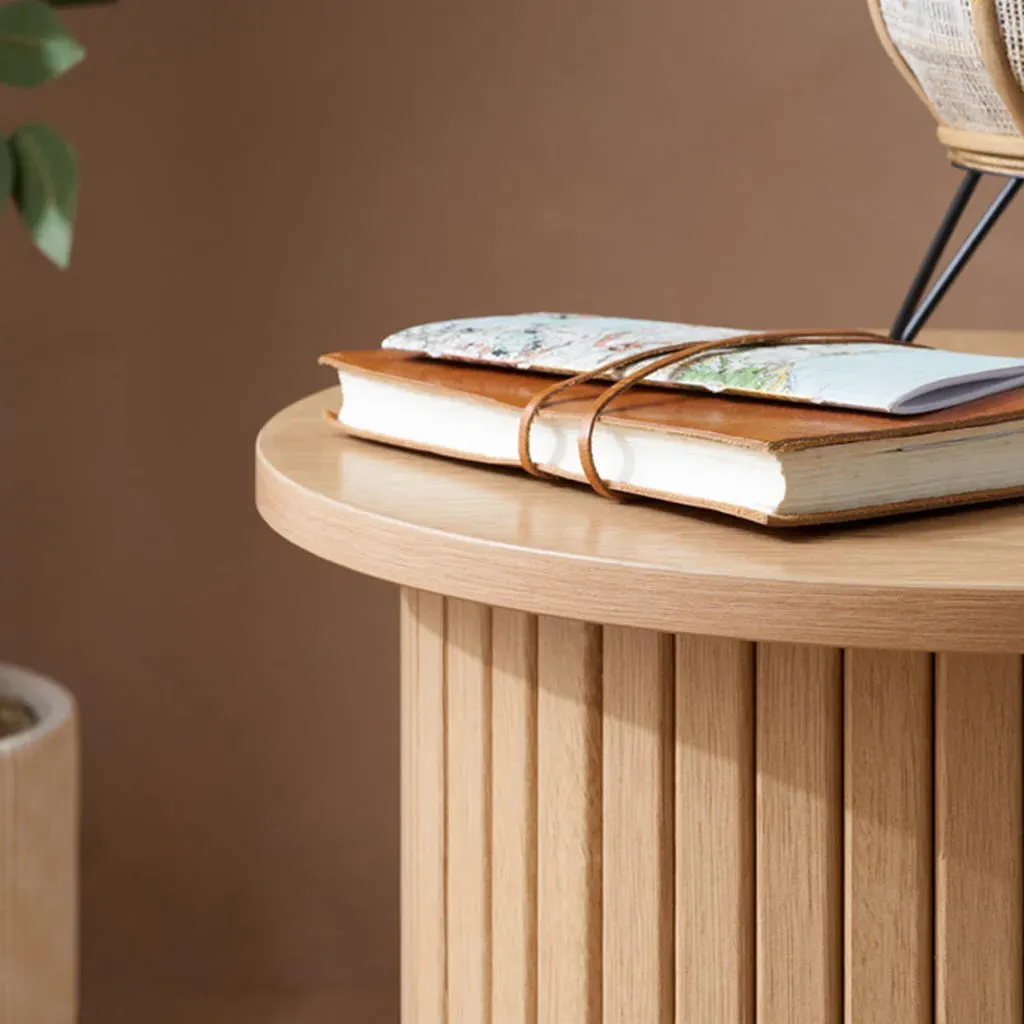 Tiffany Fluted Round Side Table - Oak, Wood alternate view