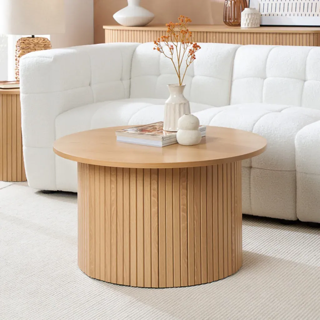 Tiffany Round Coffee Table - Oak, Wood product