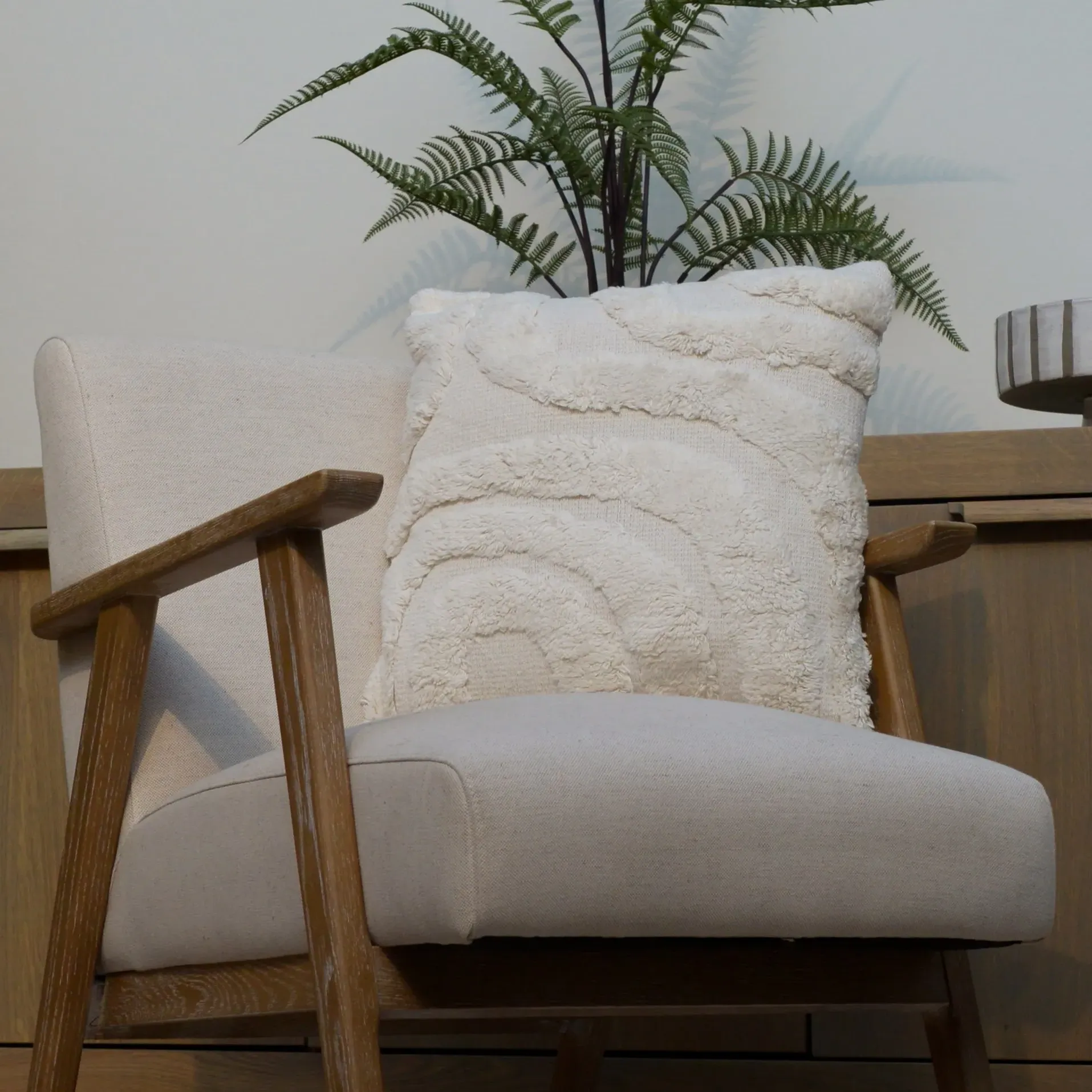 Tufted Cushion - Cream alternate view