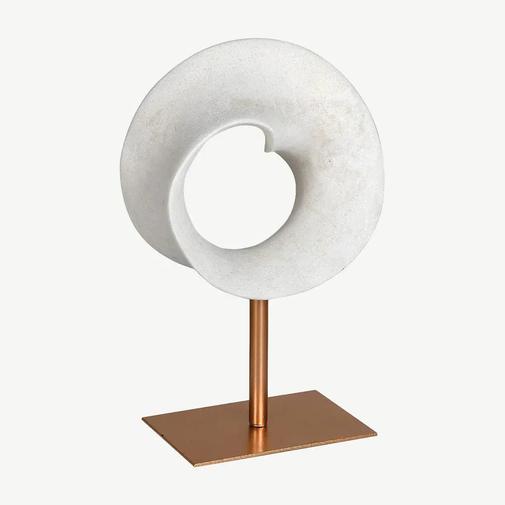 Twisted Hoop Small Ornament on Stand - White, Resin product