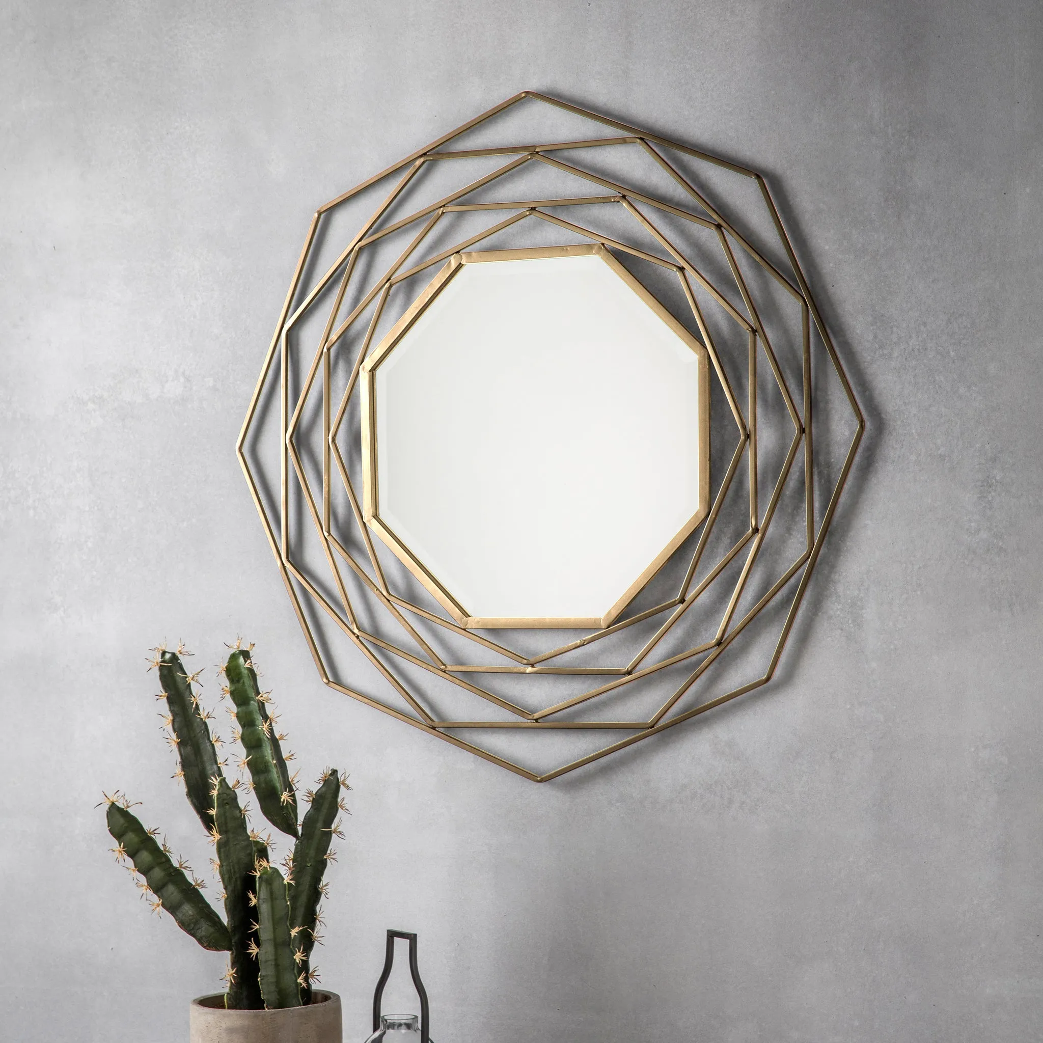 Valencia Octagonal Wall Mirror - Gold, Metal product