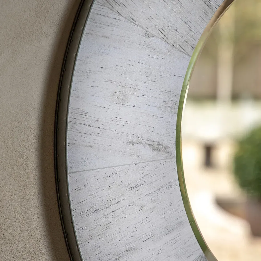 Vigo Round Wall Mirror - Whitewashed Wood, Metal alternate view
