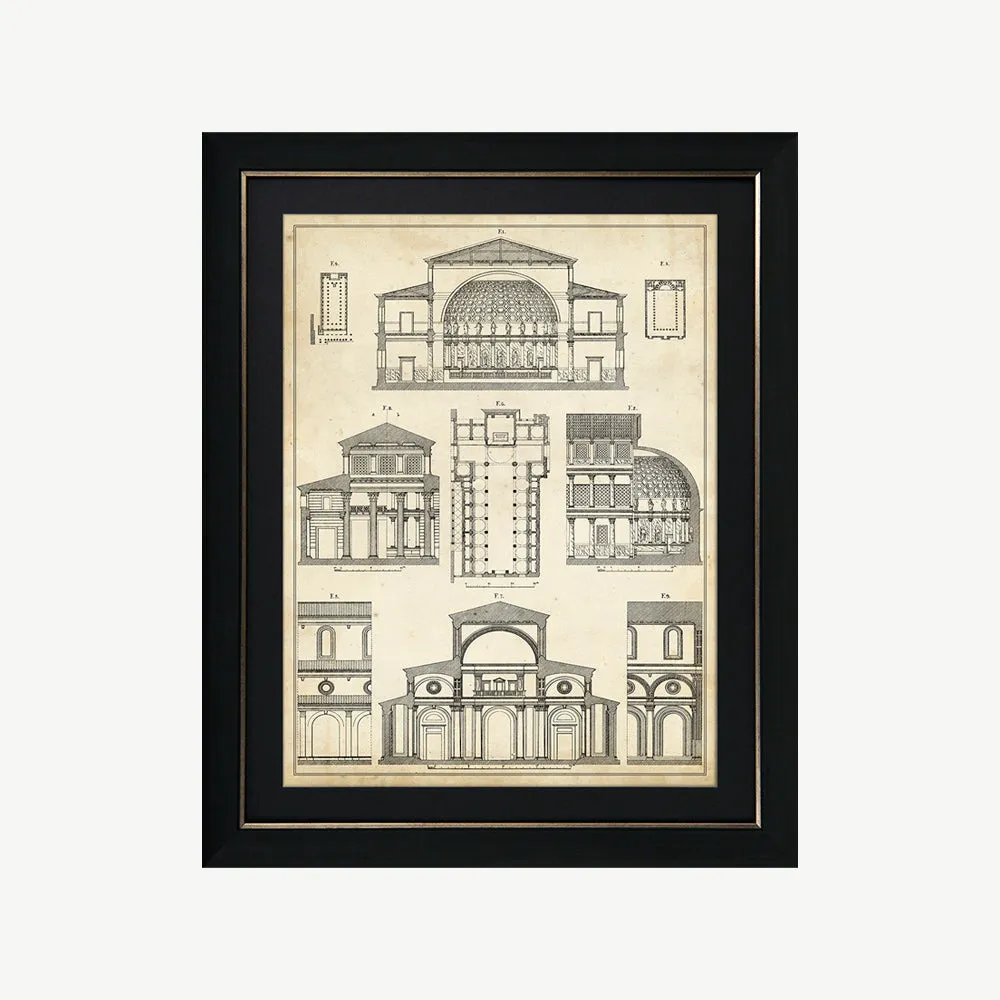 Vintage Architect Plans I Wall Art - Black Frame, Bronze Edge product