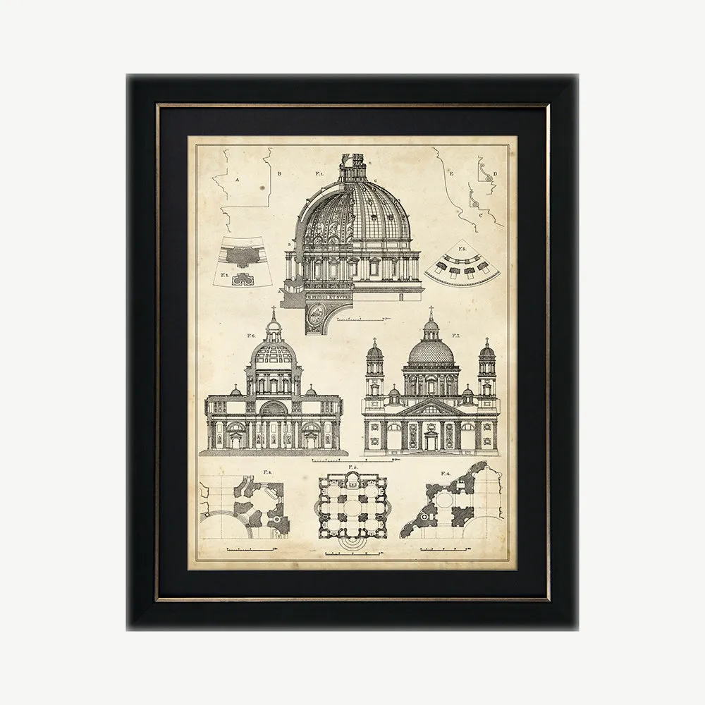 Vintage Architect Plans II Framed Wall Art - Black, Bronze product
