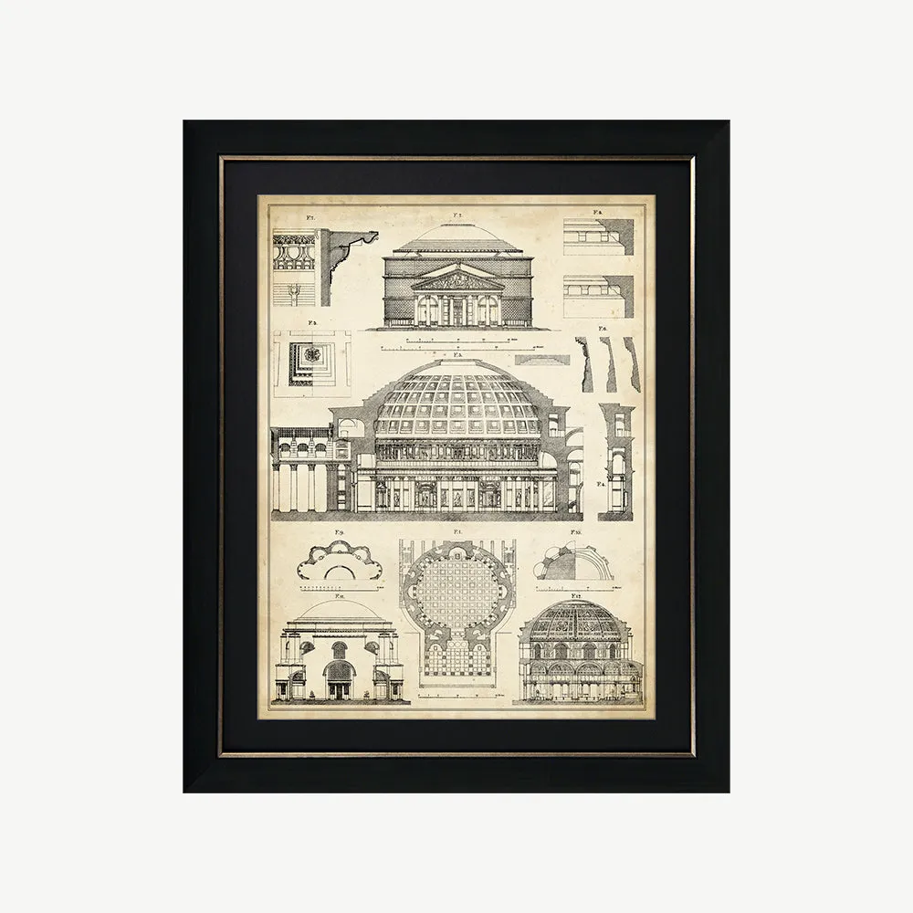 Vintage Architect Plans III Framed Wall Art - Black product