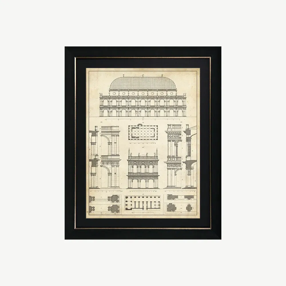 Vintage Architect Plans IV Framed Wall Art - Grey, Black product
