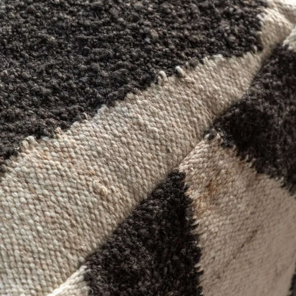 Visby Monochrome Pouffe - Black, White, Woven Fabric alternate view