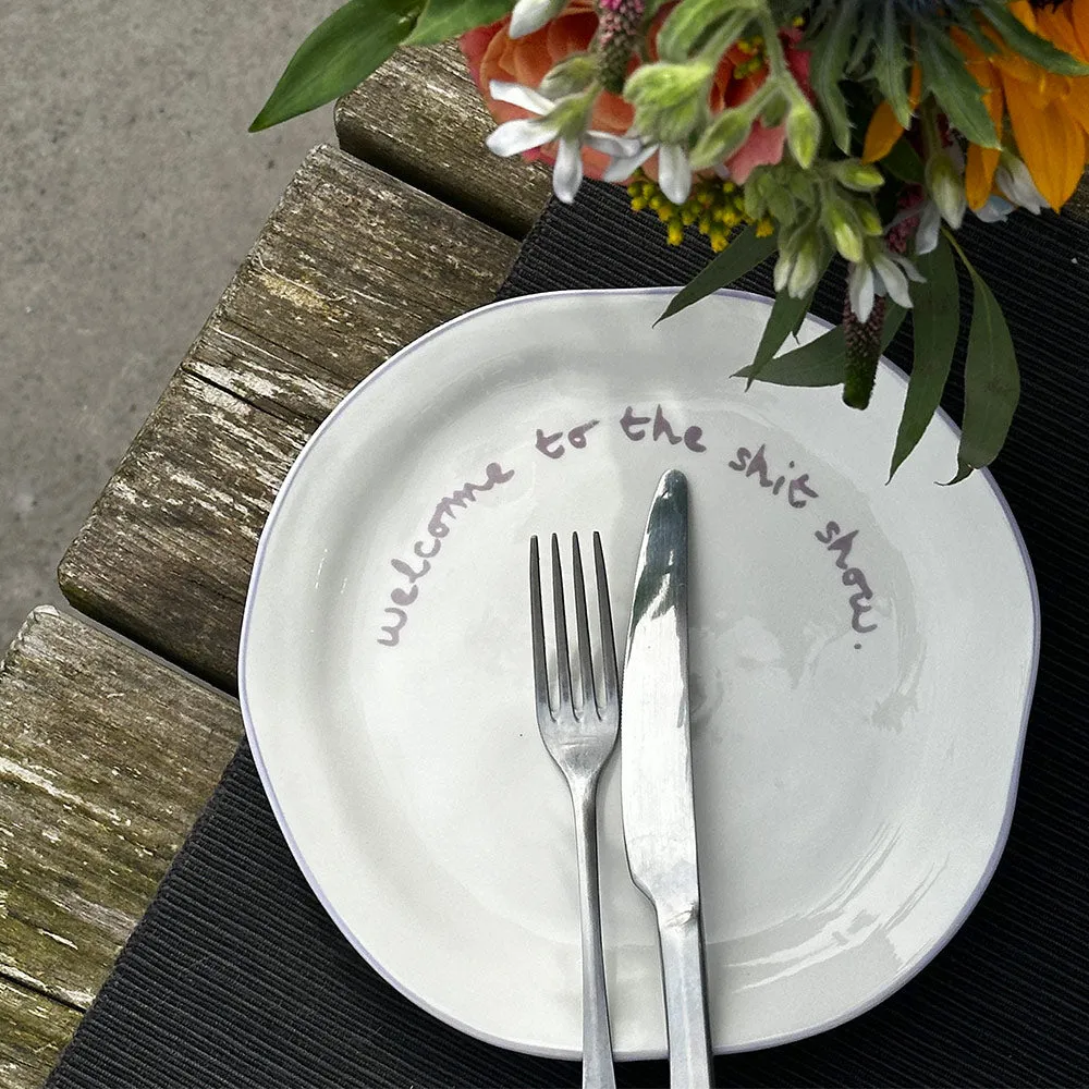 "Welcome to the Shit Show" Decorative Plate - Lilac, Stoneware alternate view