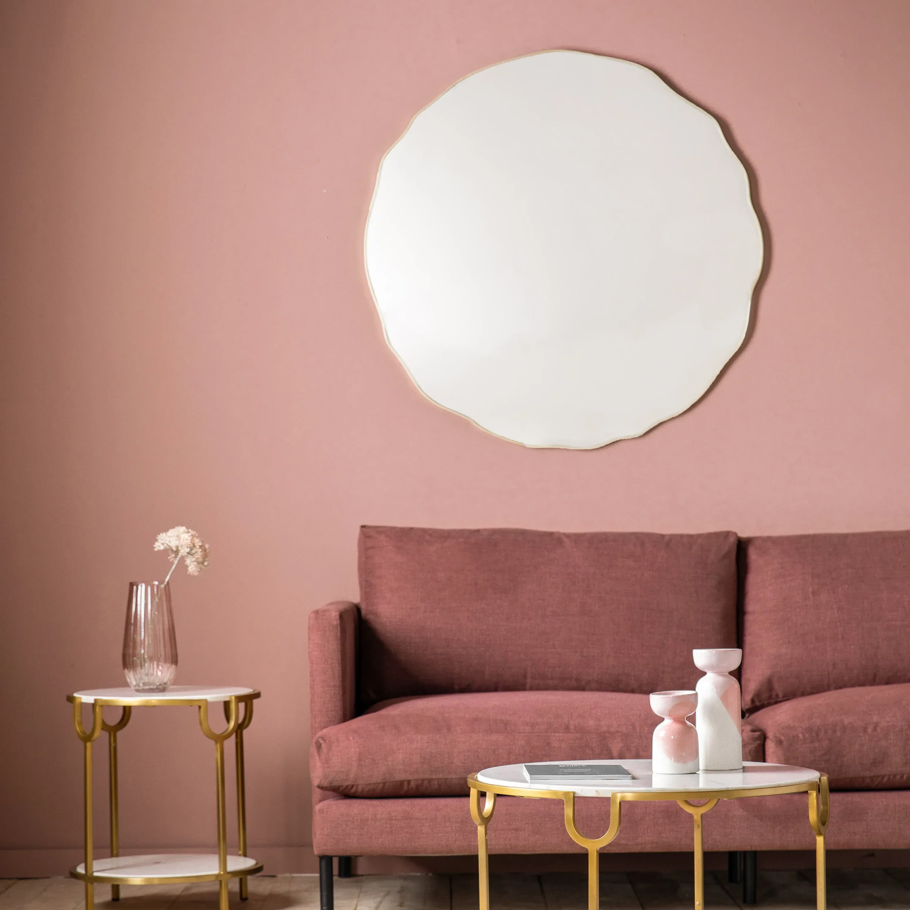 Wellington Round Wavy Edge Mirror - Champagne product