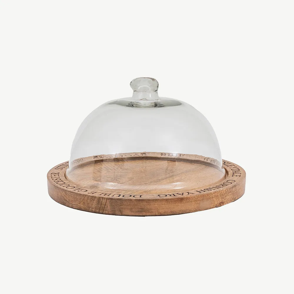 Wells Cheese Dome - Mango Wood, Glass product