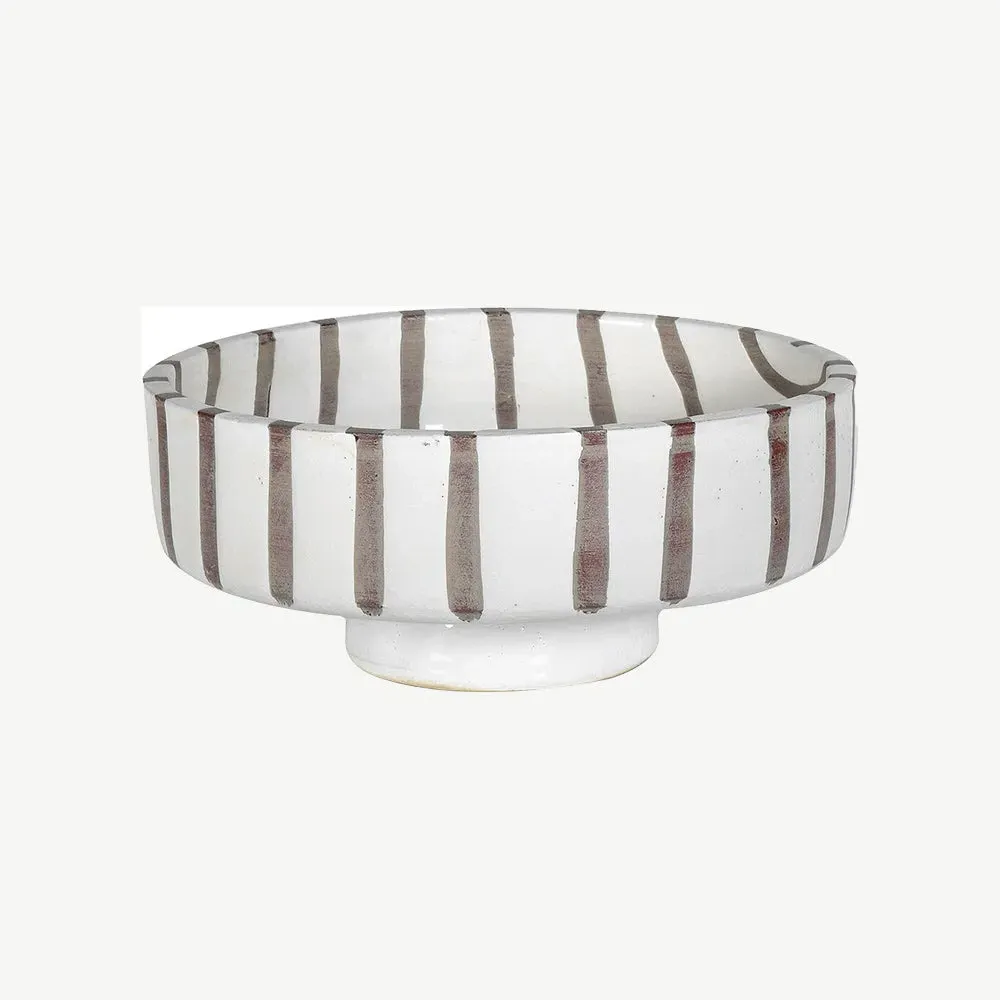 White Stripe Terracotta Bowl - White, Terracotta product