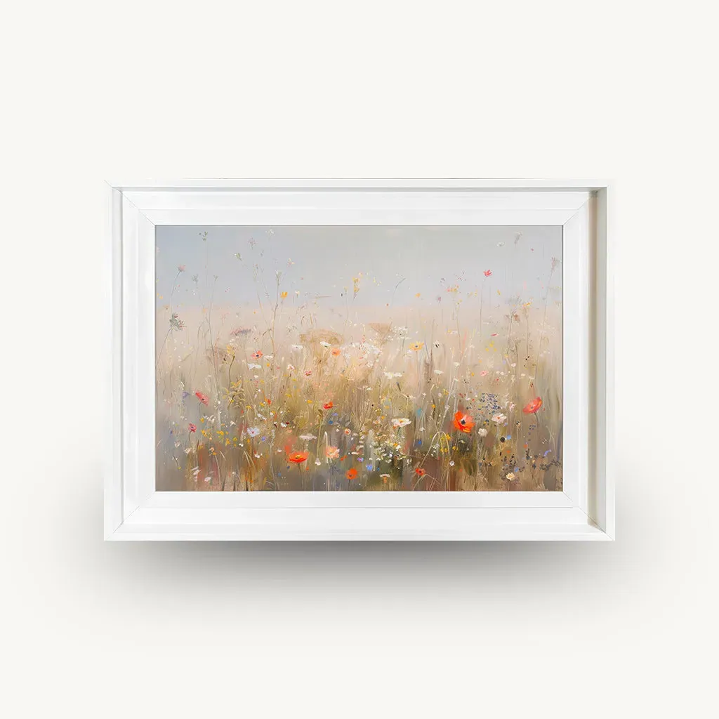 Wildflower Mist Meadow Framed Wall Art - White alternate view