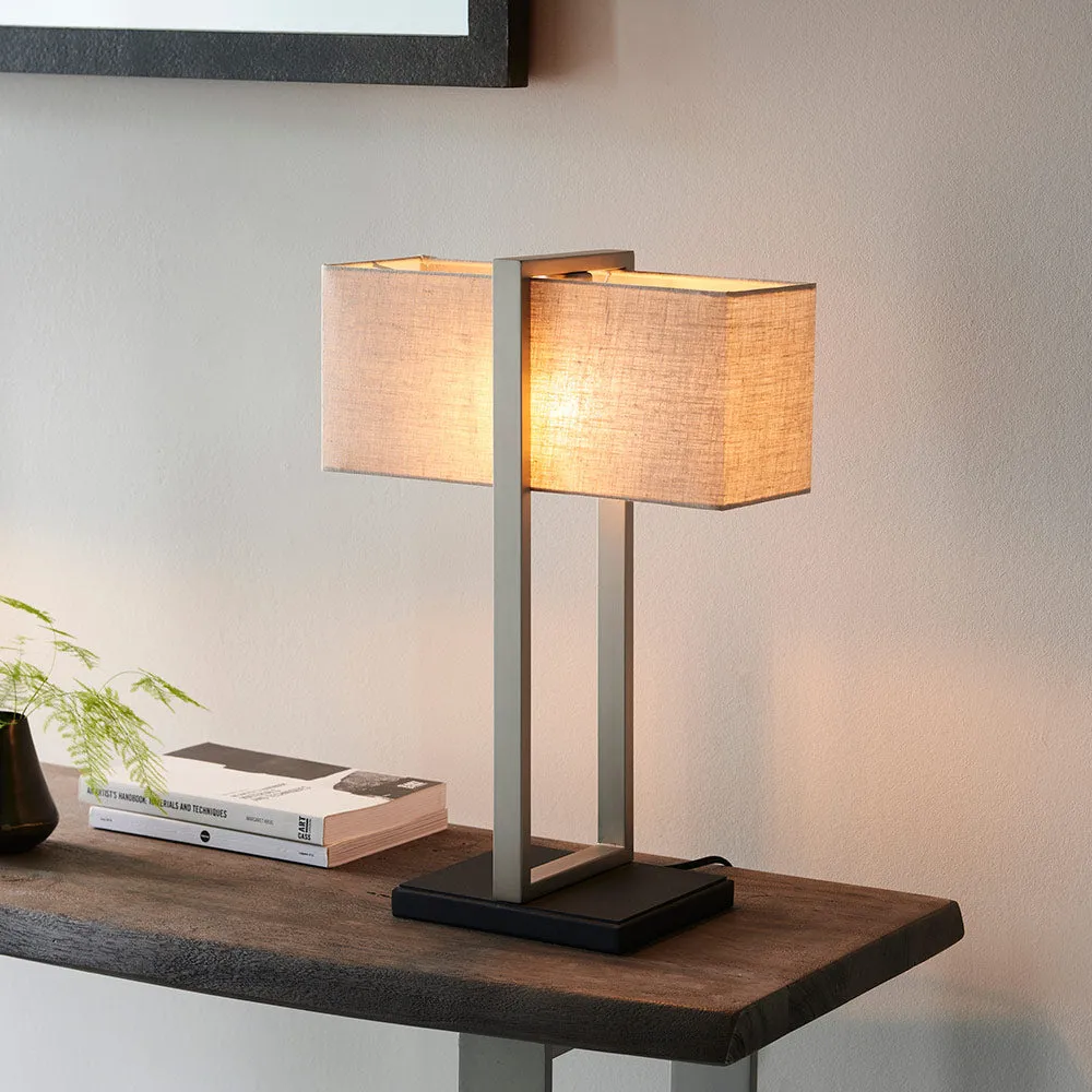 Willot Table Lamp - Satin Nickel, Linen product