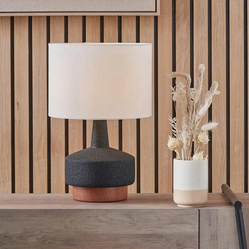 Wood Effect Textured Ceramic Table Lamp - Black alternate view