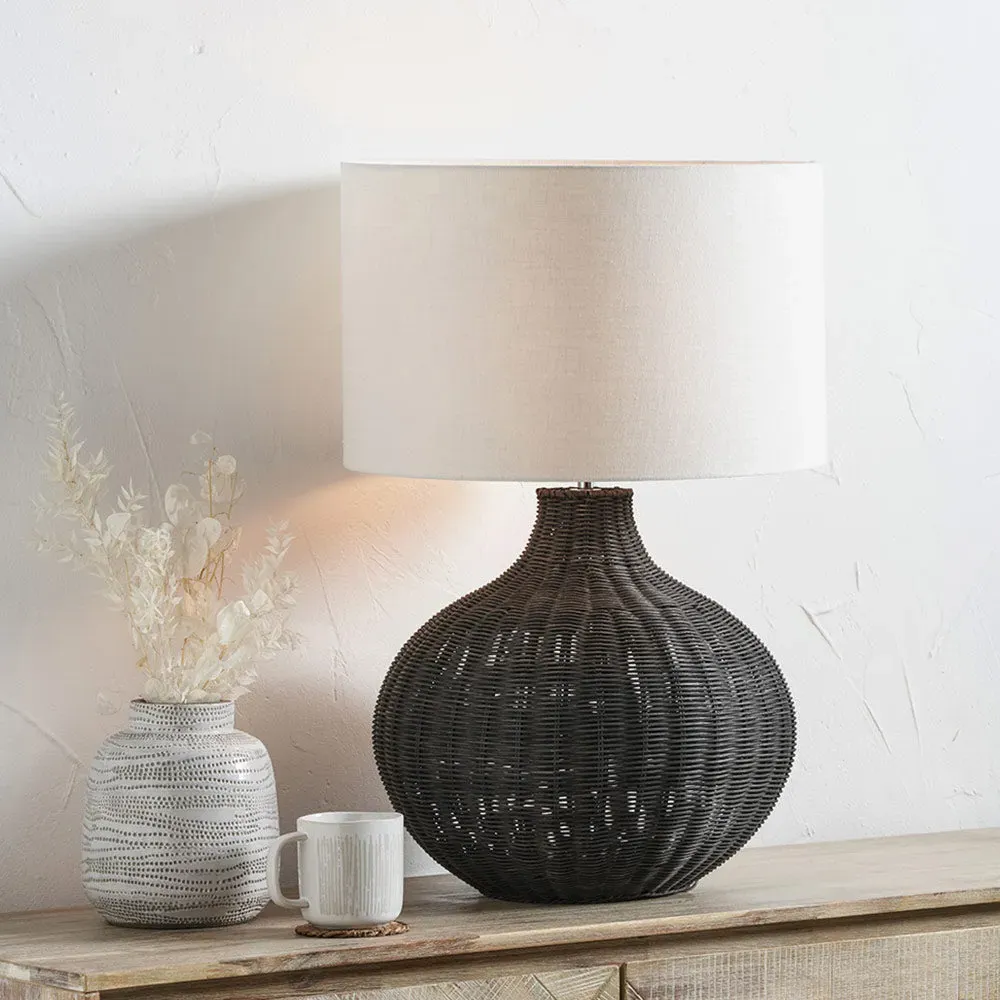 Woven Rattan Table Lamp - Black product