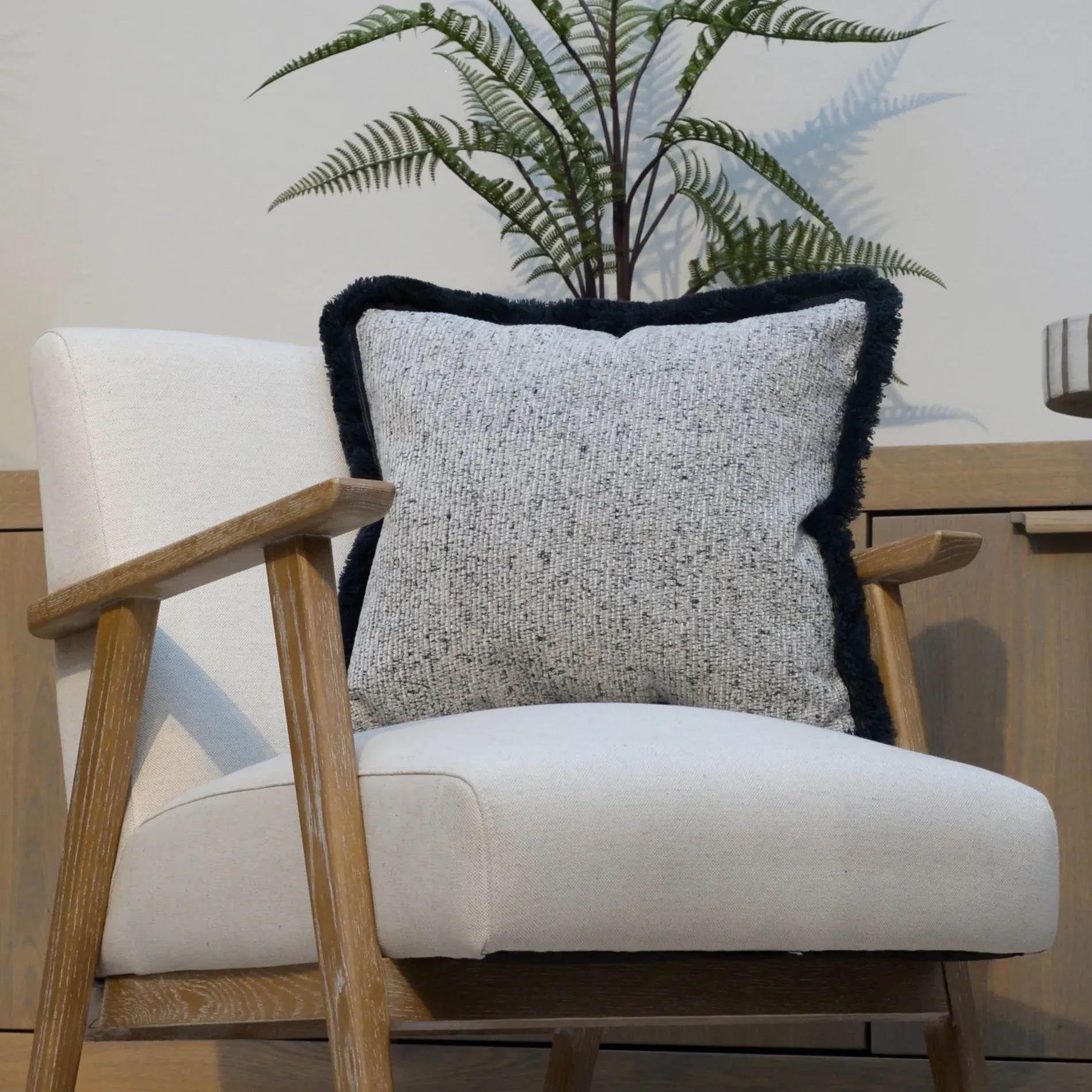 Yara Cushion - Natural, Black Trim alternate view