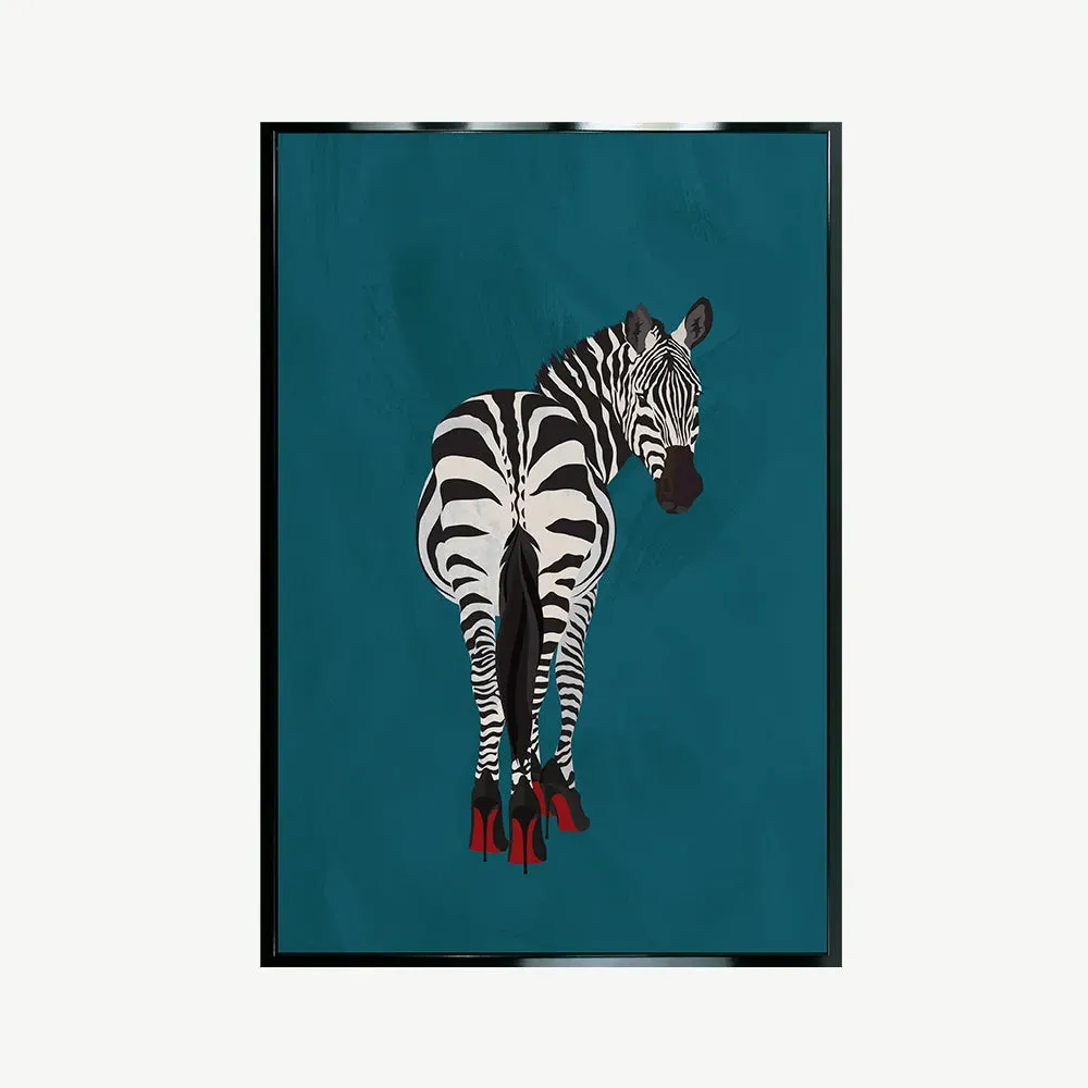 Zebra Heels Framed Canvas Wall Art - Black product