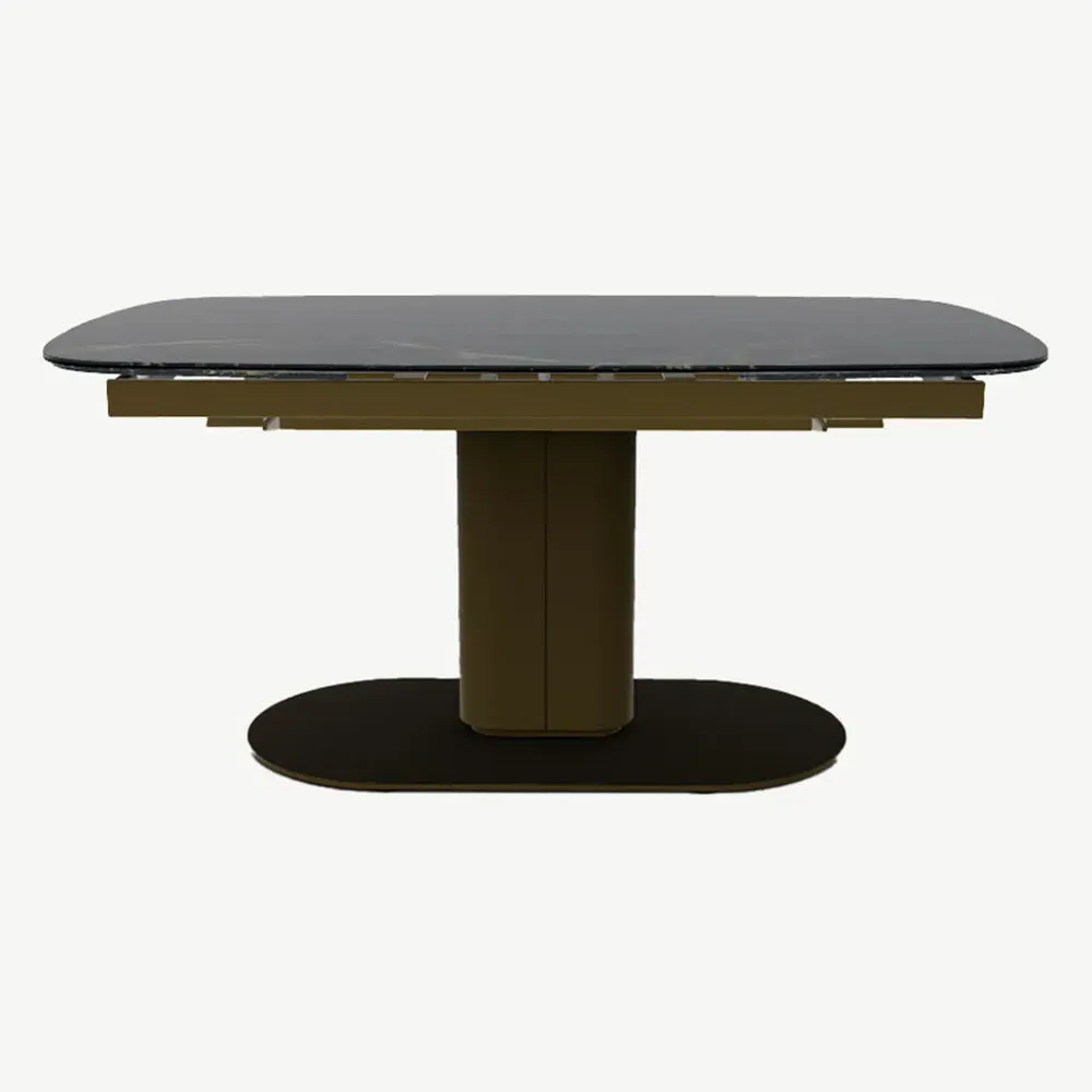 Cameo Extendable Oval Dining Table - Calacatta Black Marble, Metal alternate view