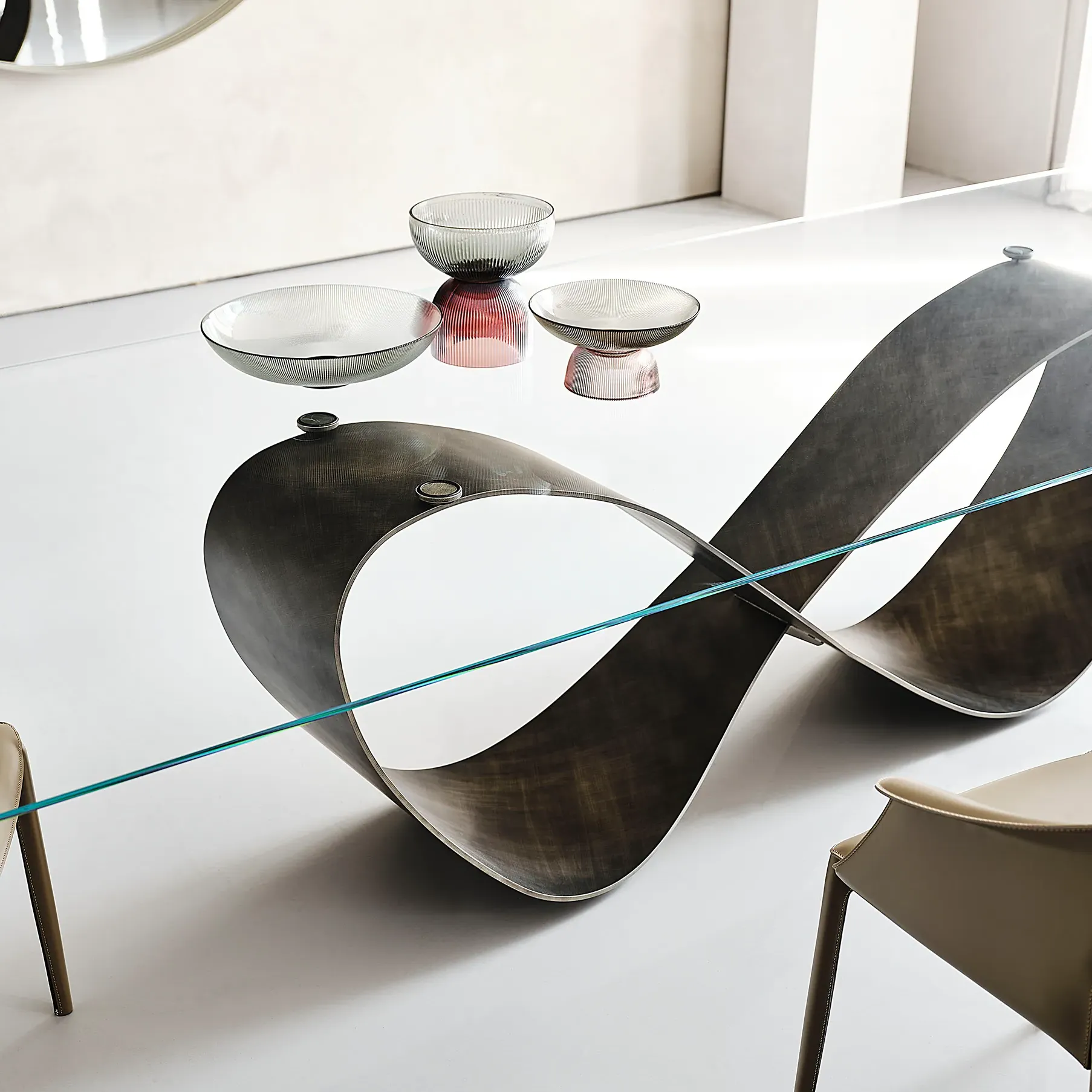 Butterfly Glass Dining Table - Steel, Glass alternate view
