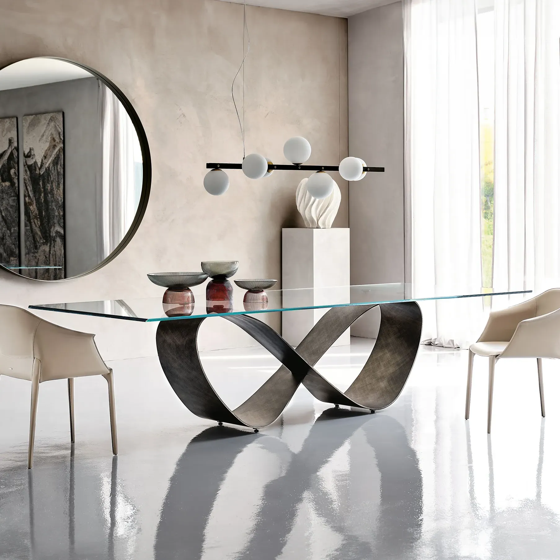 Butterfly Glass Dining Table - Steel, Glass product