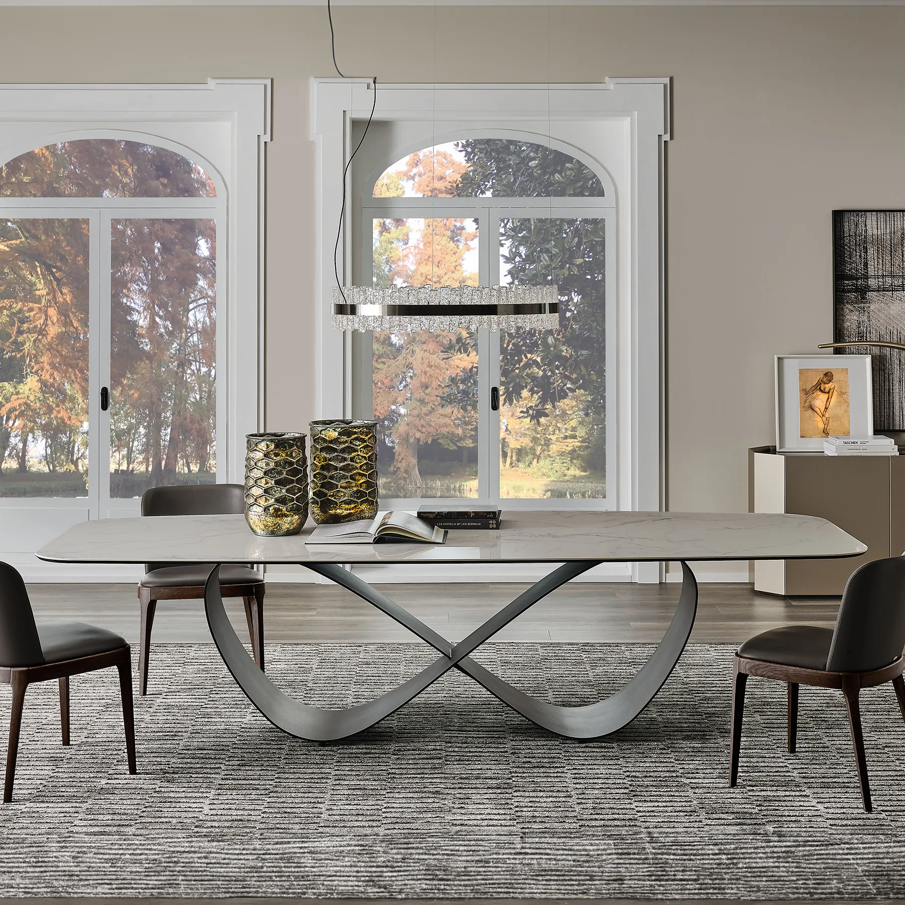 Butterfly Keramik Dining Table - White, Ceramic product