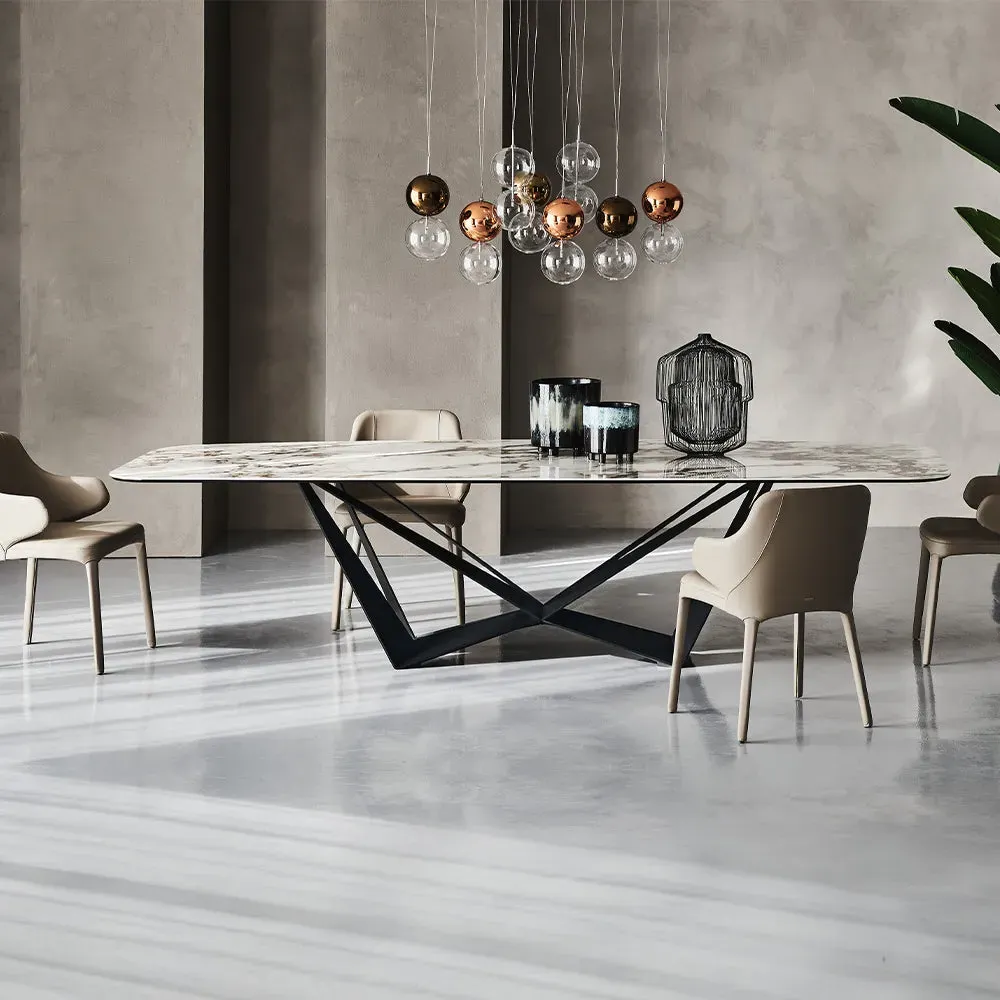Skorpio Keramik Dining Table - Breccia Ceramic, Titanium Steel product