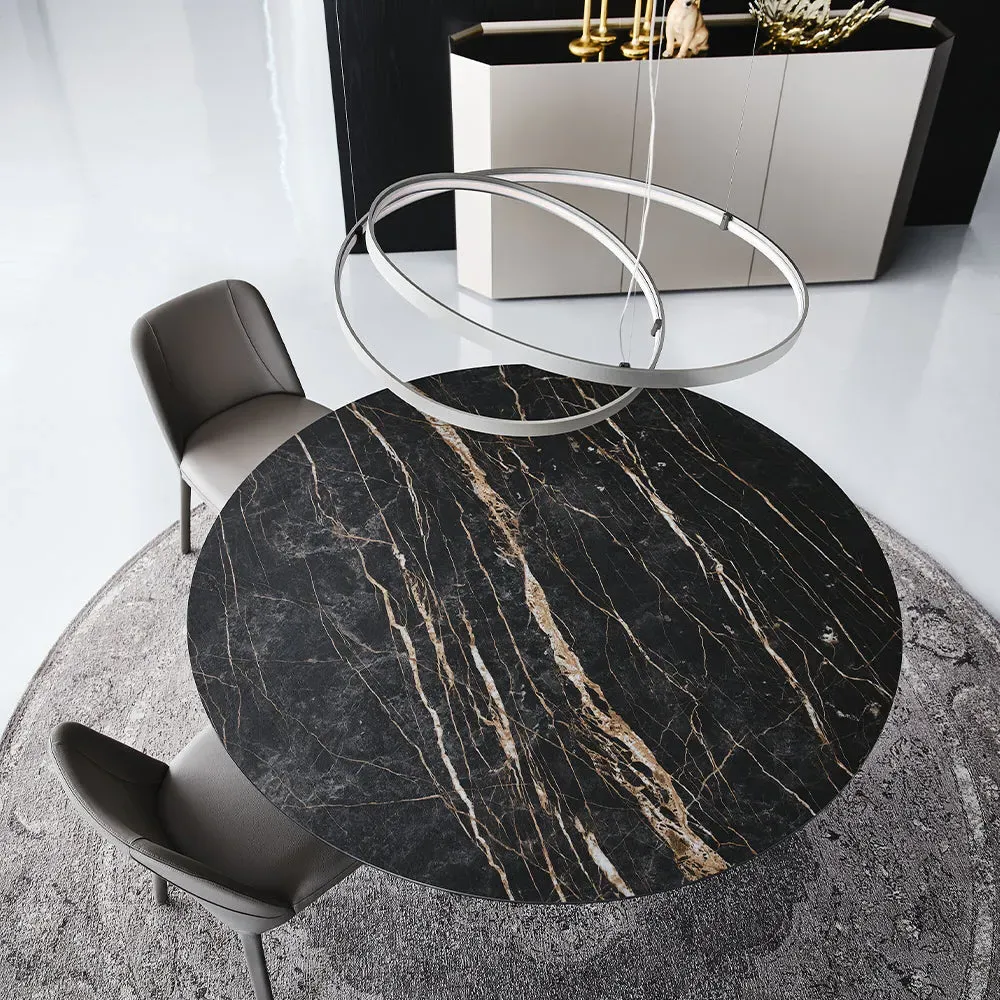 Yoda Keramik Round Dining Table - Matt Portoro, Satin Titanium alternate view