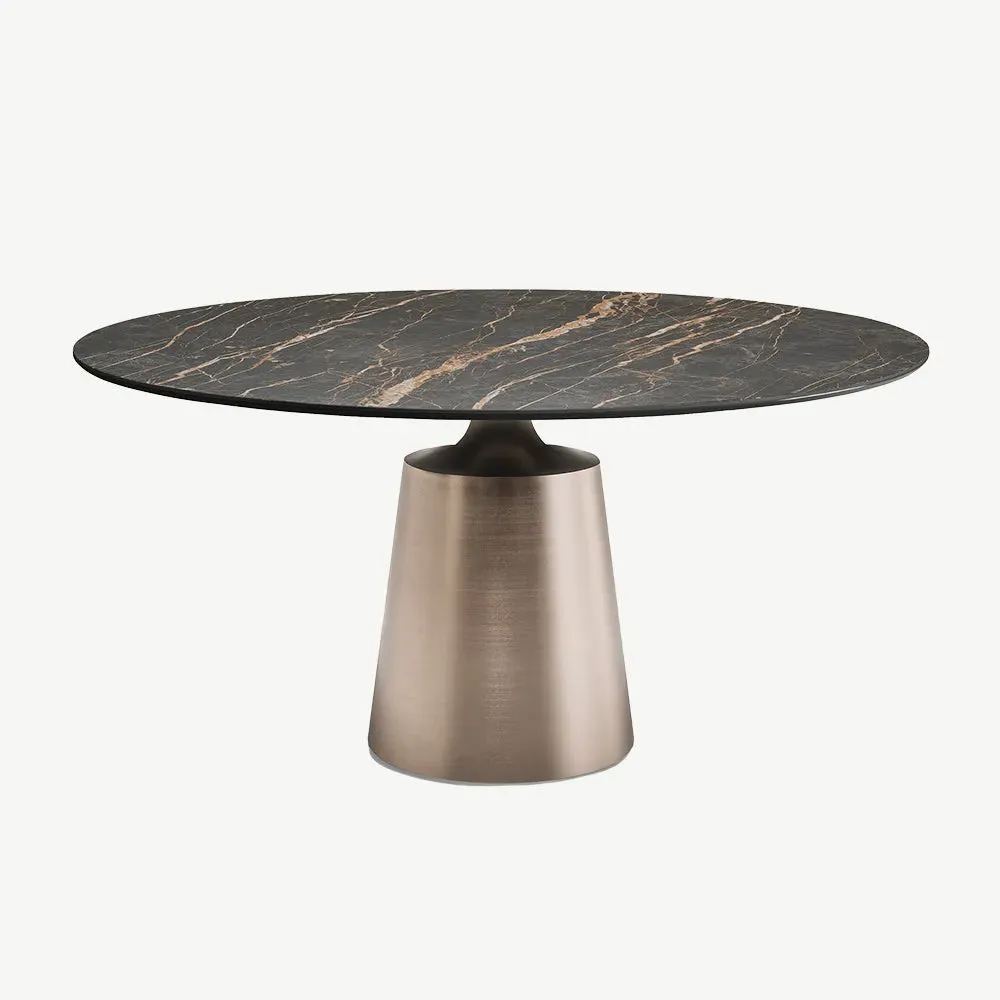 Yoda Keramik Round Dining Table - Matt Portoro, Satin Titanium product