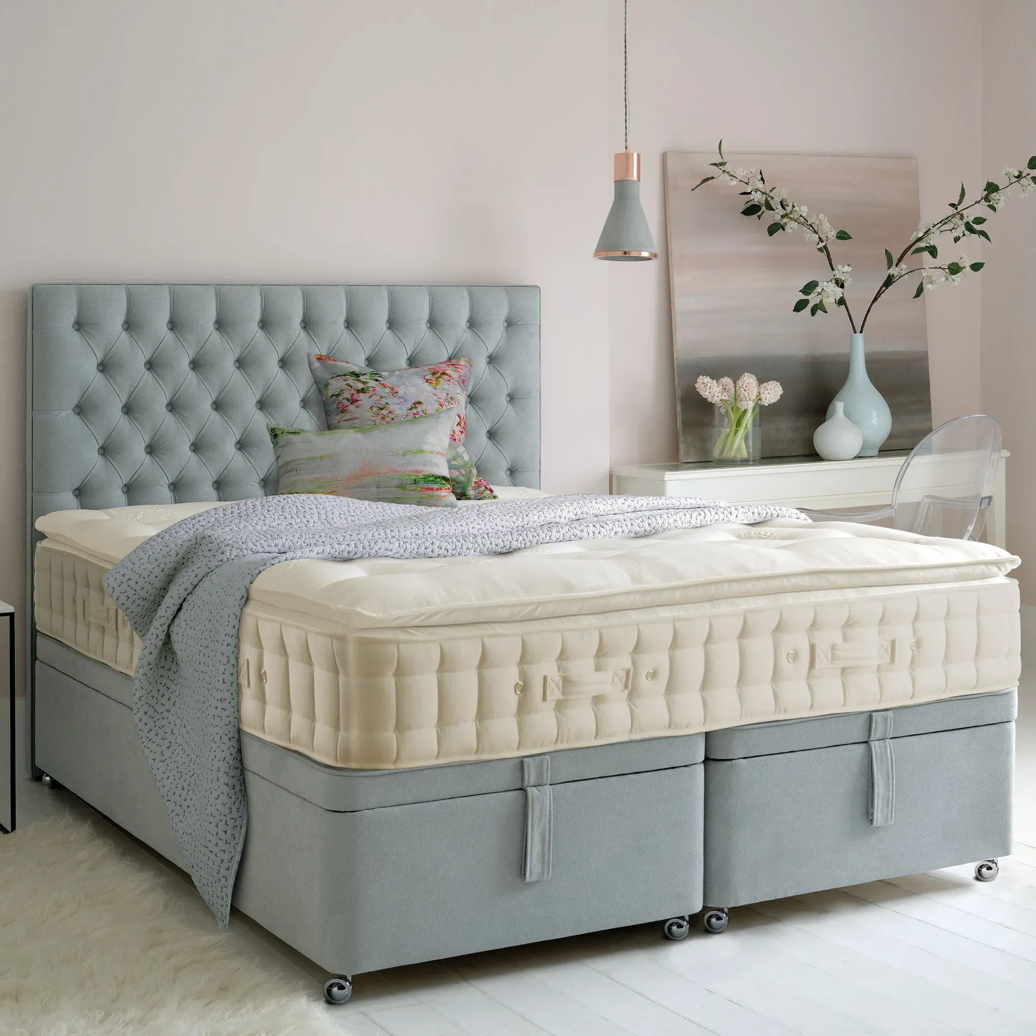 Erskine Single Mattress and Divan Set with Storage - Blue product