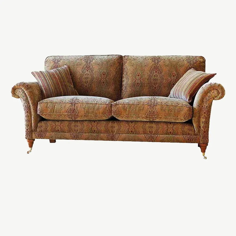 Burghley 2 Seater Sofa - Scroll Arms, Brass Castors product