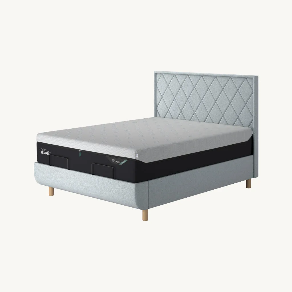 Arc King Size Bed with Quilted Headboard - Light Grey product