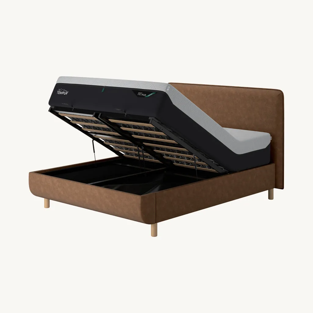 Arc King Size Ottoman Bed with Form Headboard - Light Brown product