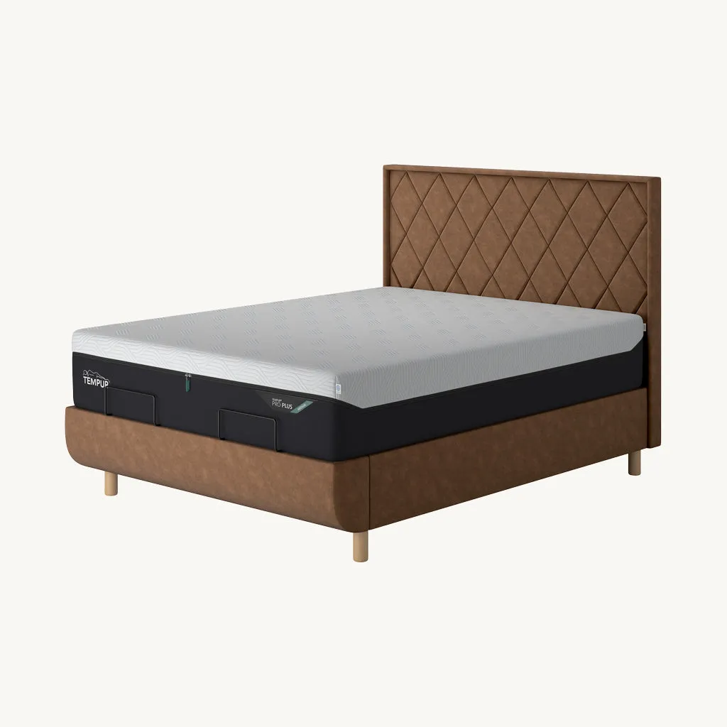 Arc Super King Size Bed with Quilted Headboard - Light Brown product