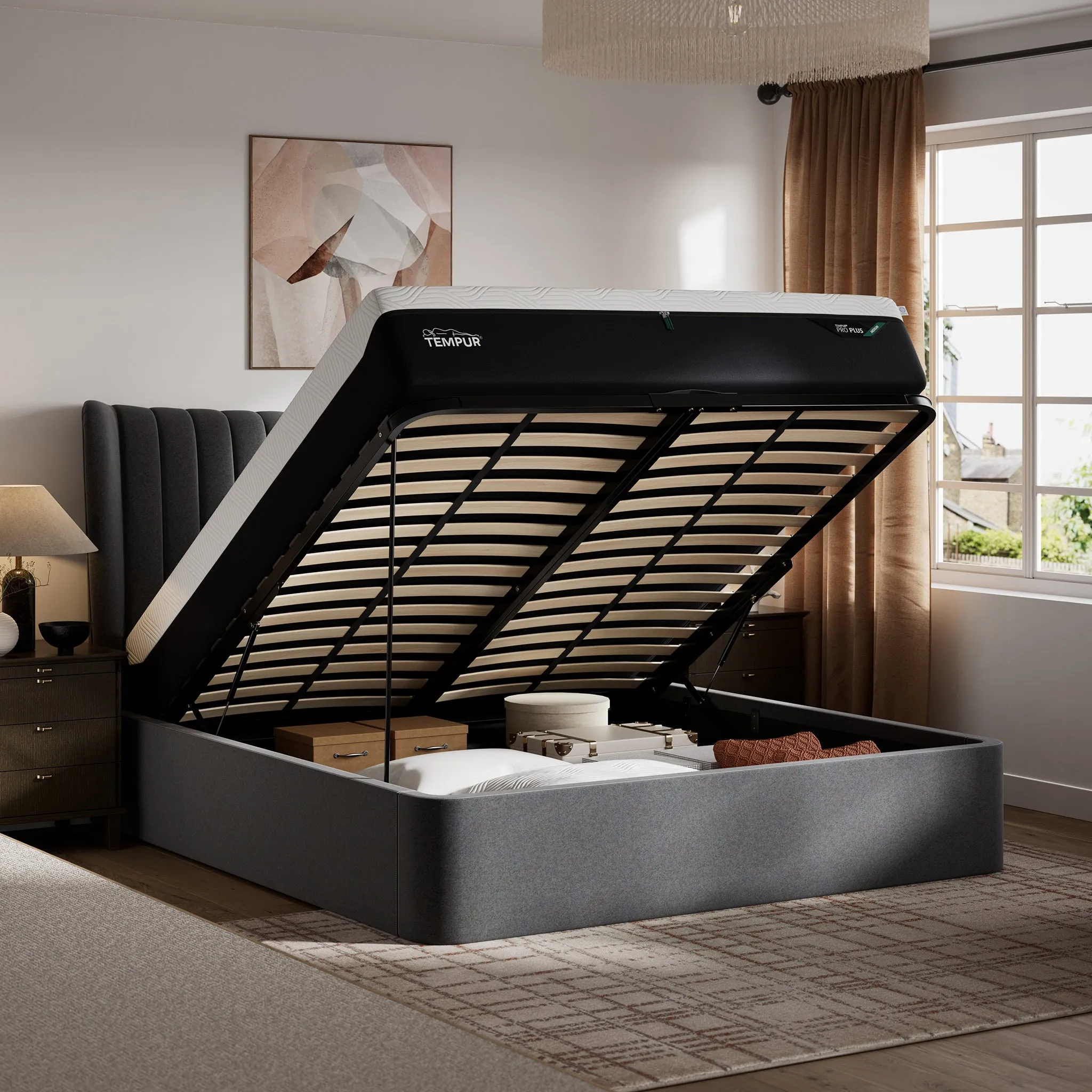 Horton Super King Ottoman Bed Base - Dark Grey alternate view