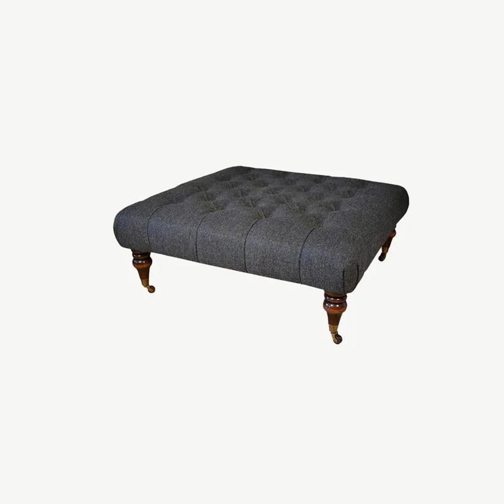 Harris Tweed Dalmore Square Footstool - Hardwood product