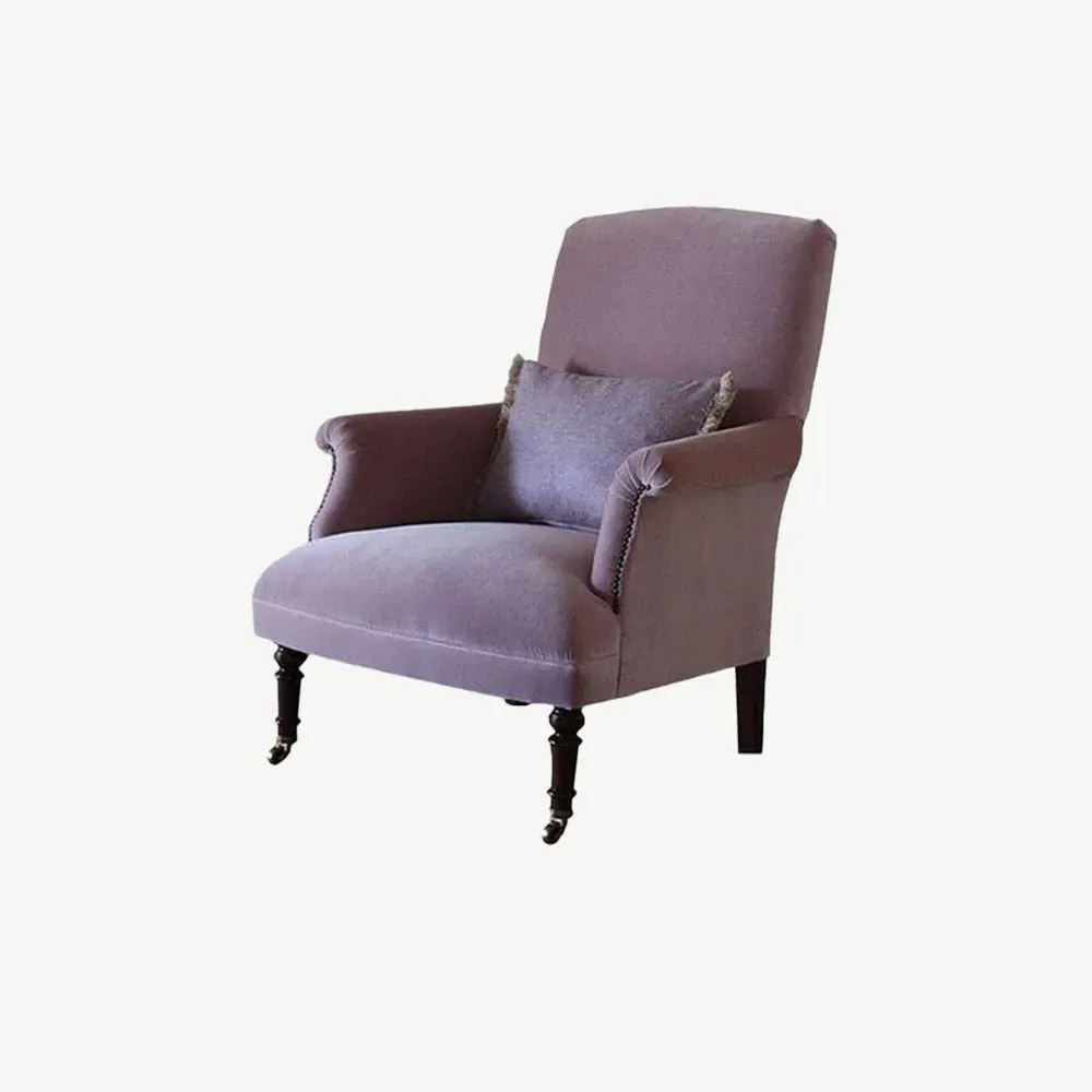 Keswick High Back Armchair with Castors - Pink, Velvet product