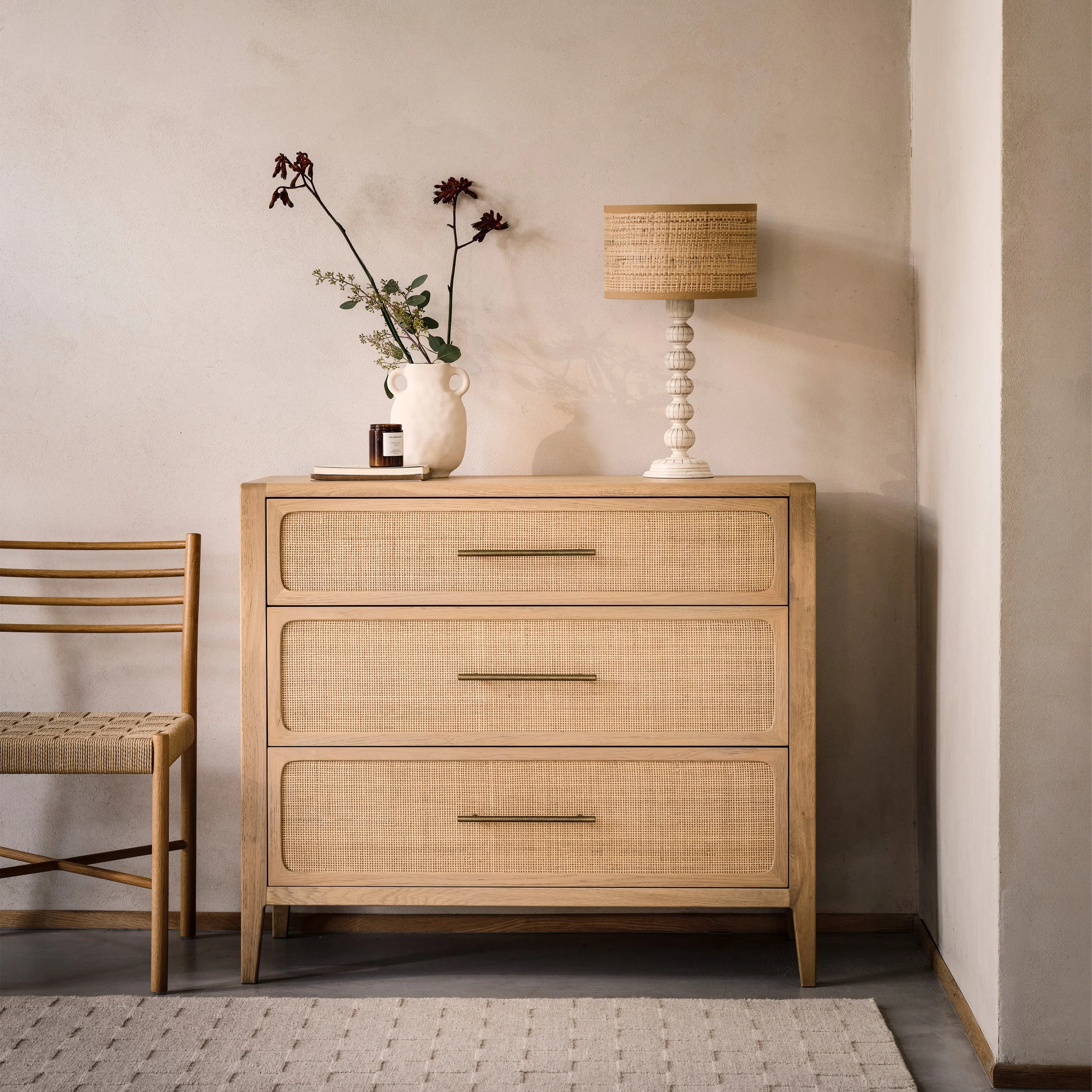 Casera 3 Drawer Chest - Oak, Rattan product