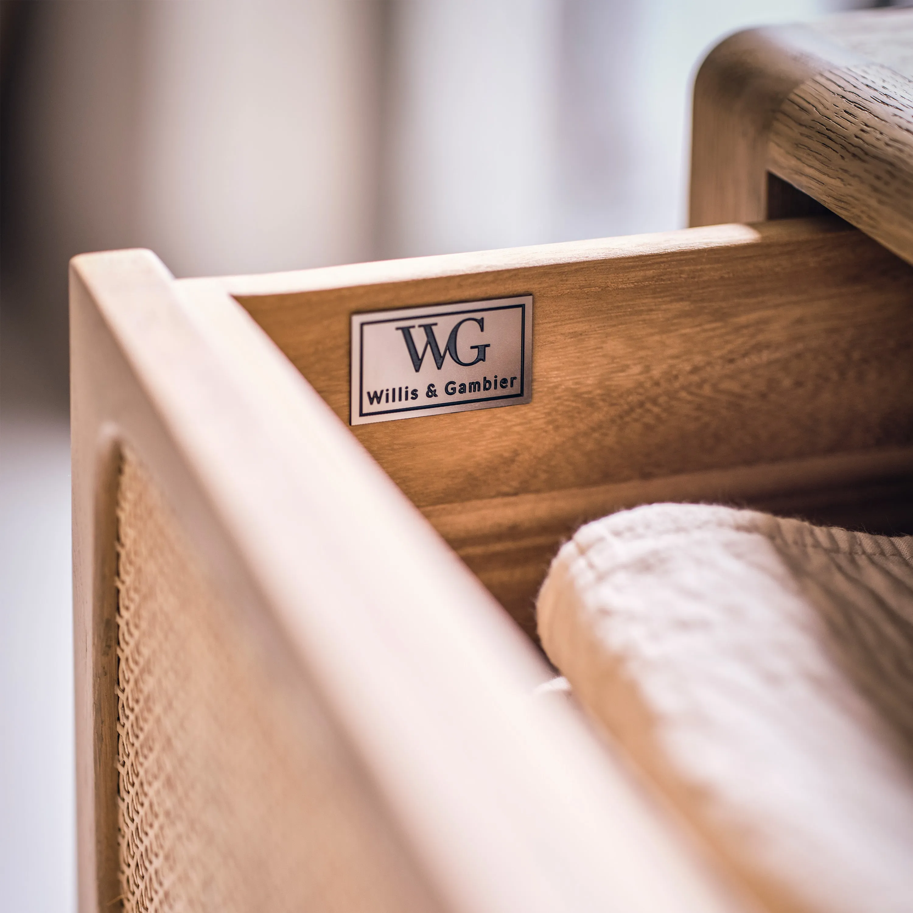 Casera Bedside Table - Oak, Rattan alternate view