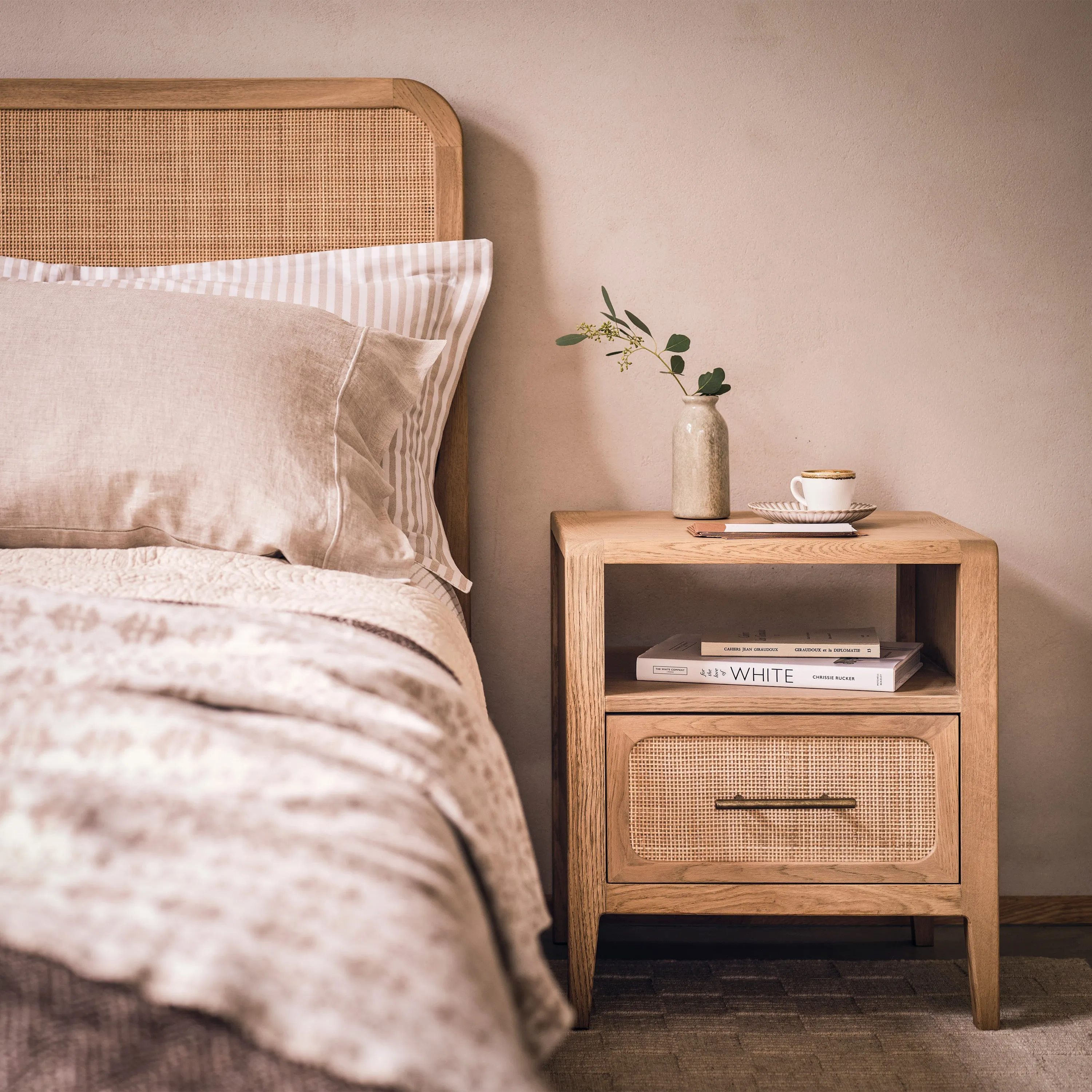 Casera Bedside Table - Oak, Rattan product