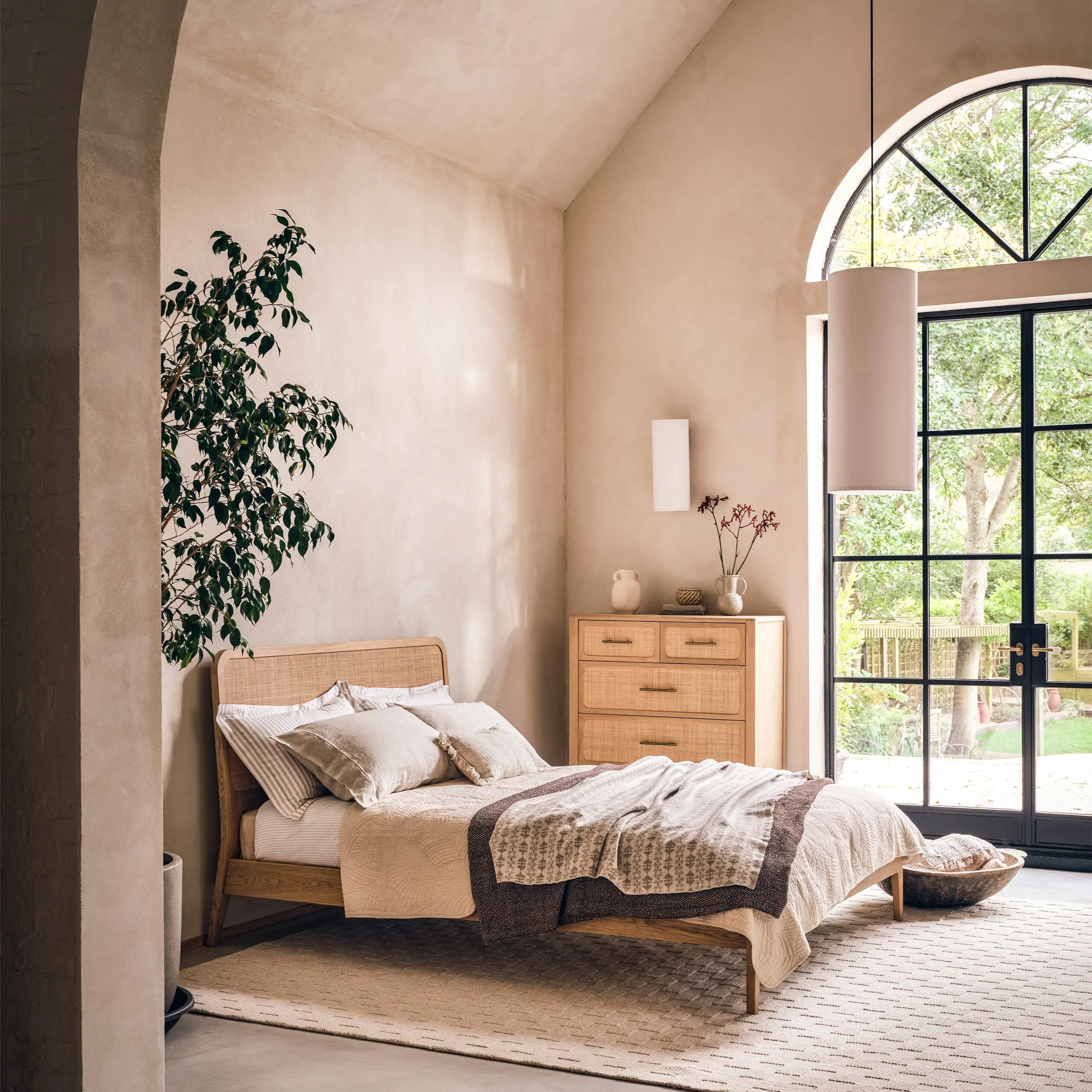 Casera Double Bed Frame - Oak, Rattan product