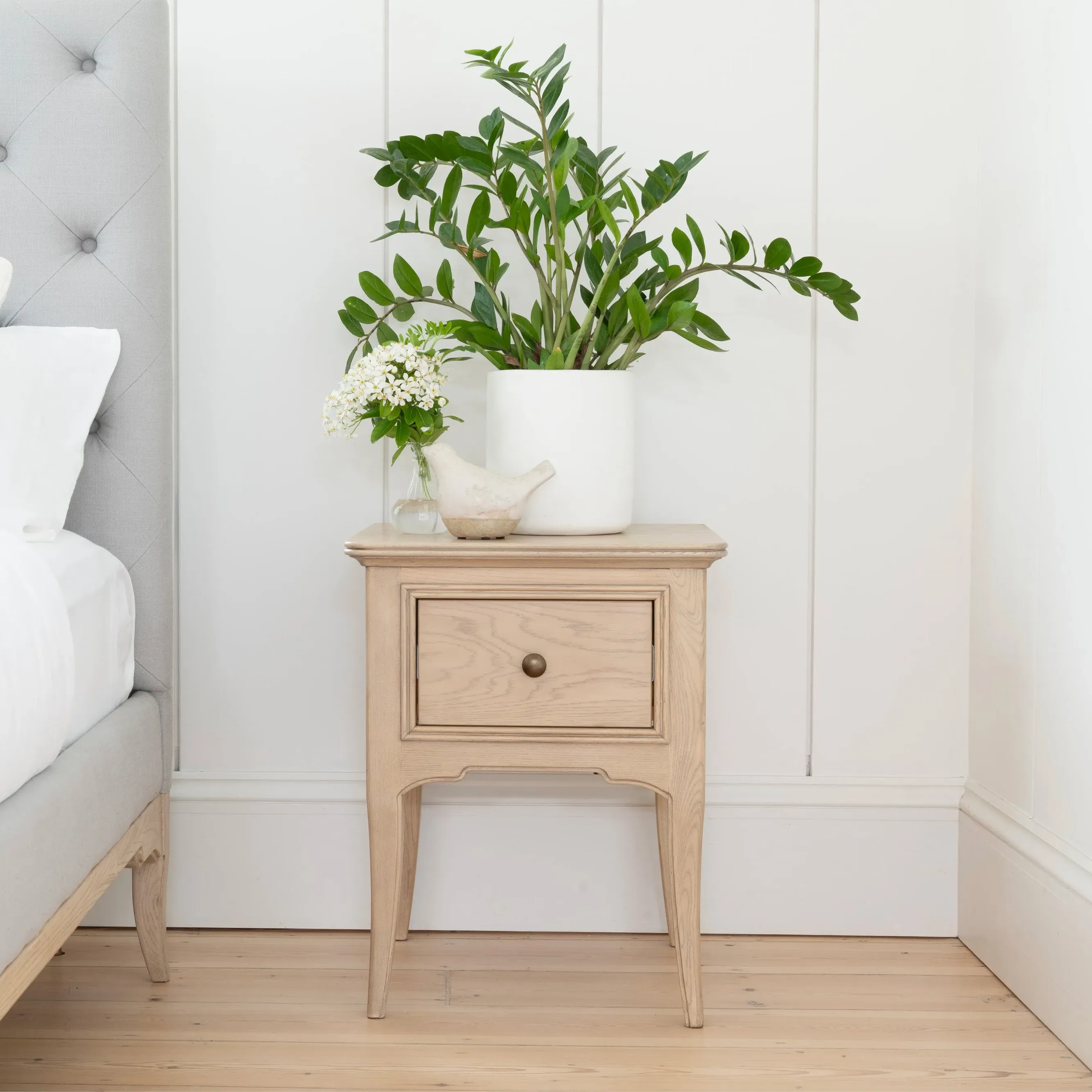Toulon Bedside Table - White, Oak and Elm product