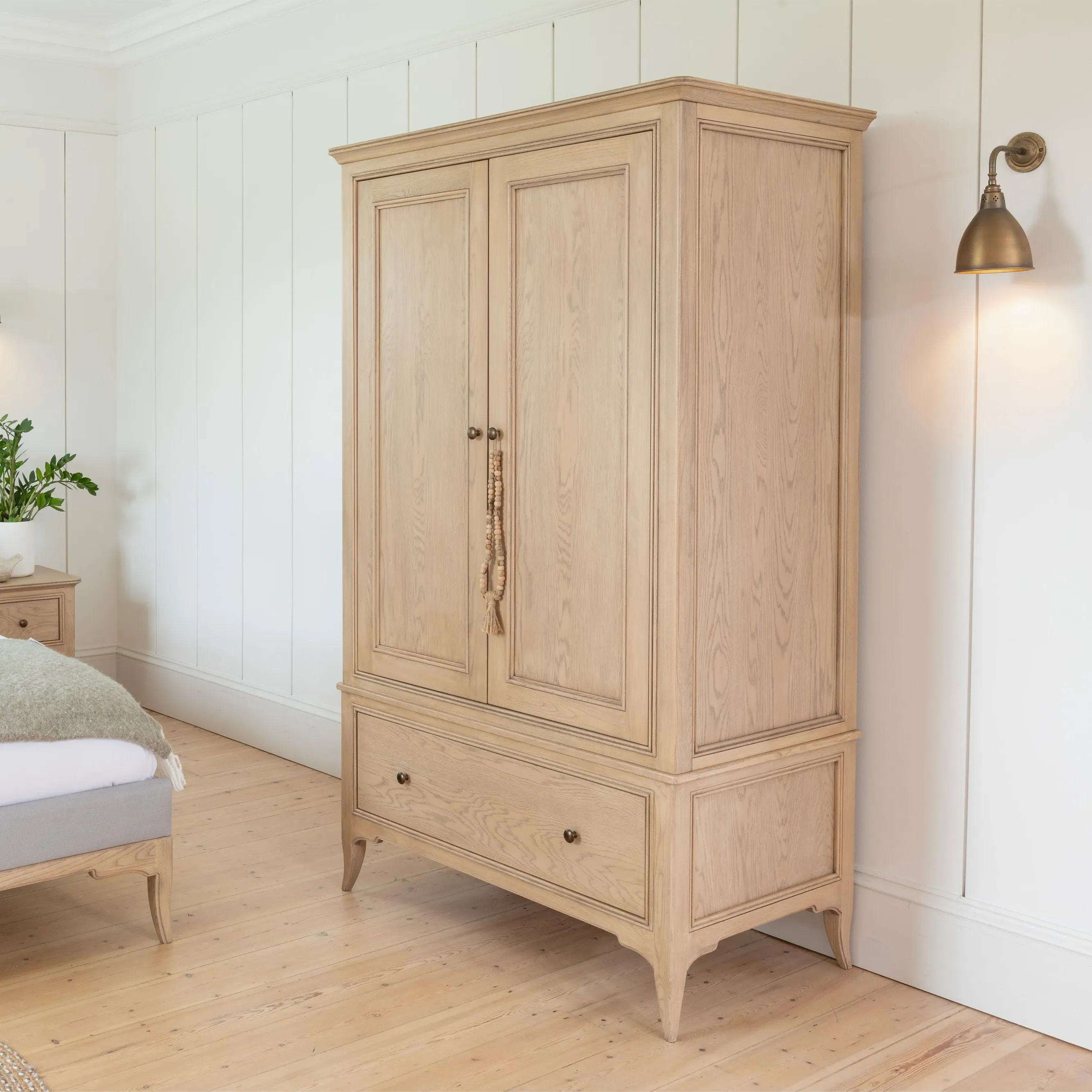 Toulon Wardrobe with Mirror - White, Oak product