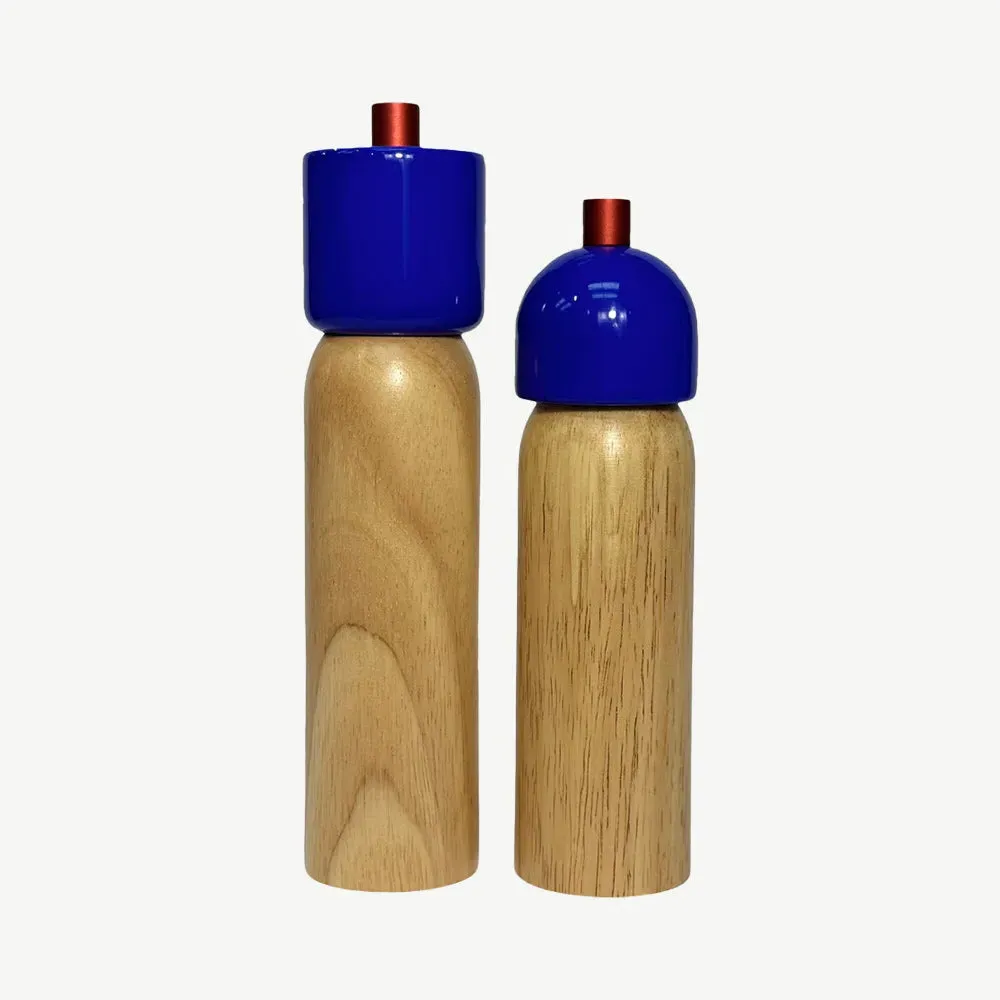 Navy & Red Small Salt & Pepper Grinder - Rubberwood alternate view