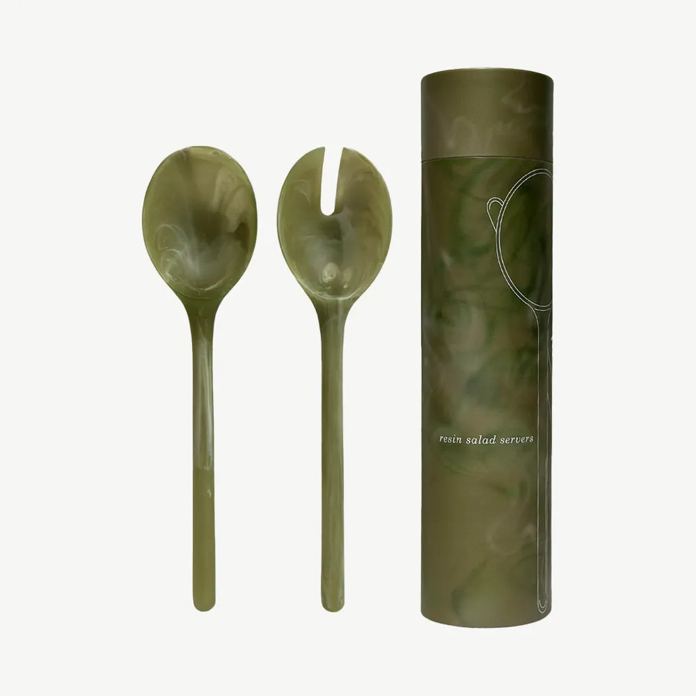 Salad Servers Set - Green, Resin alternate view