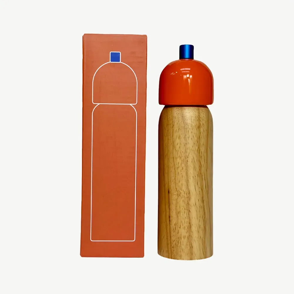 Small Salt & Pepper Grinder - Orange & Blue, Rubberwood product
