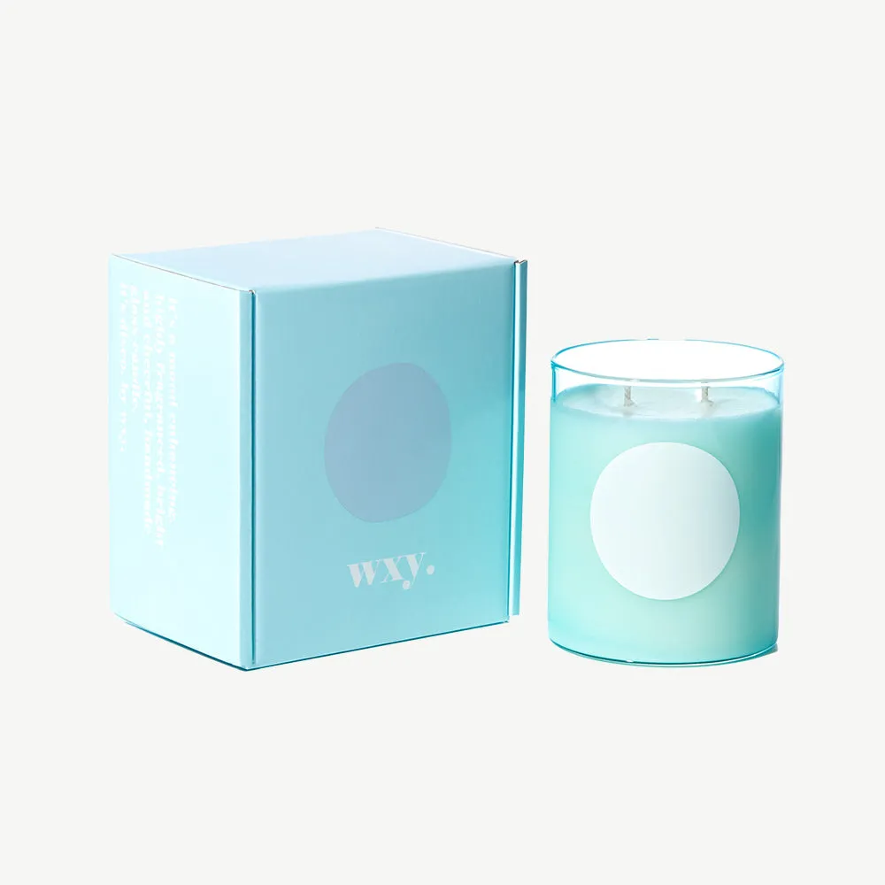White Floral 475g Candle - Baby Blue, Glass alternate view