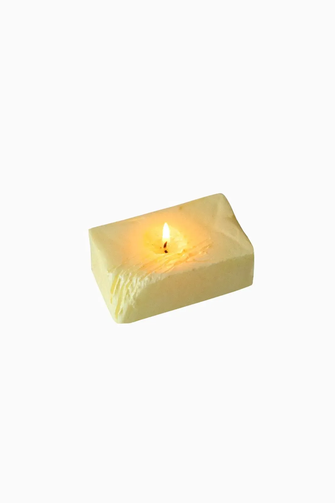 Handmade Butter-Shaped Candle - Yellow, Natural Wax by Arkitaip