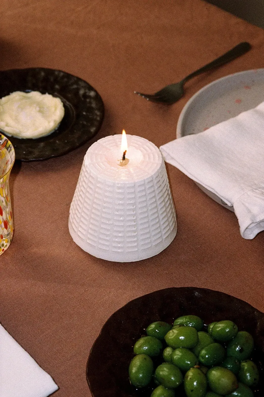 Ricotta-Shaped Handmade Candle - Natural Wax by Arkitaip