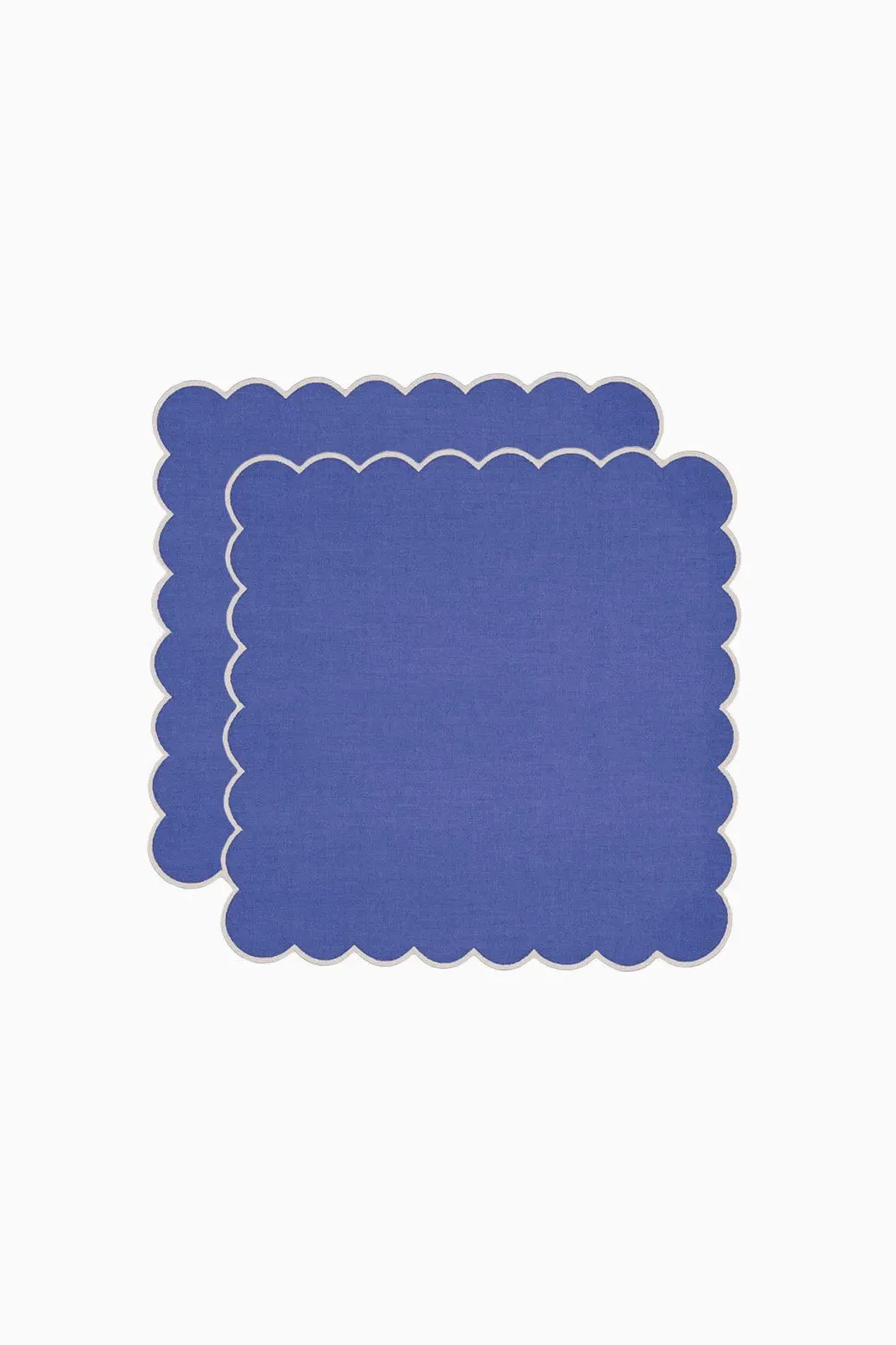 Scalloped Linen Napkins Set of 2 - Klein Blue by Arkitaip